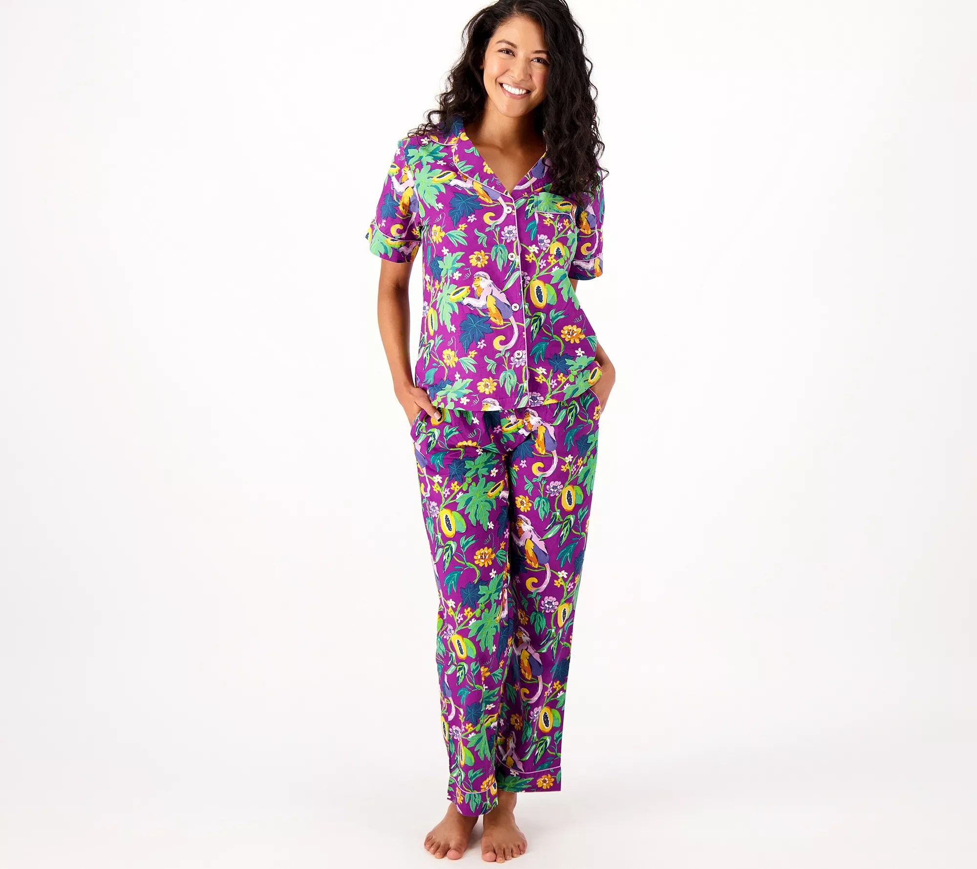 Printfresh Cotton Poplin Short Sleeve Notch Collar Pajamas