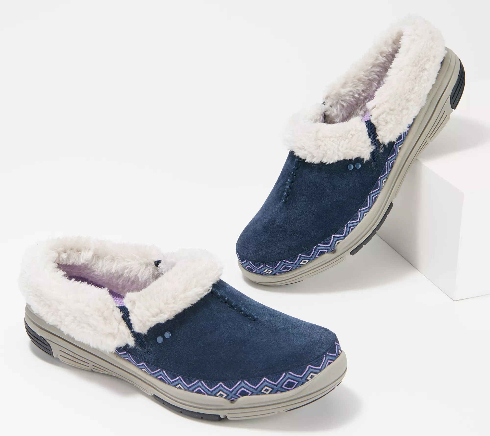 "As Is" Ryka Suede and Faux Fur SlipOn Clogs Adventure
