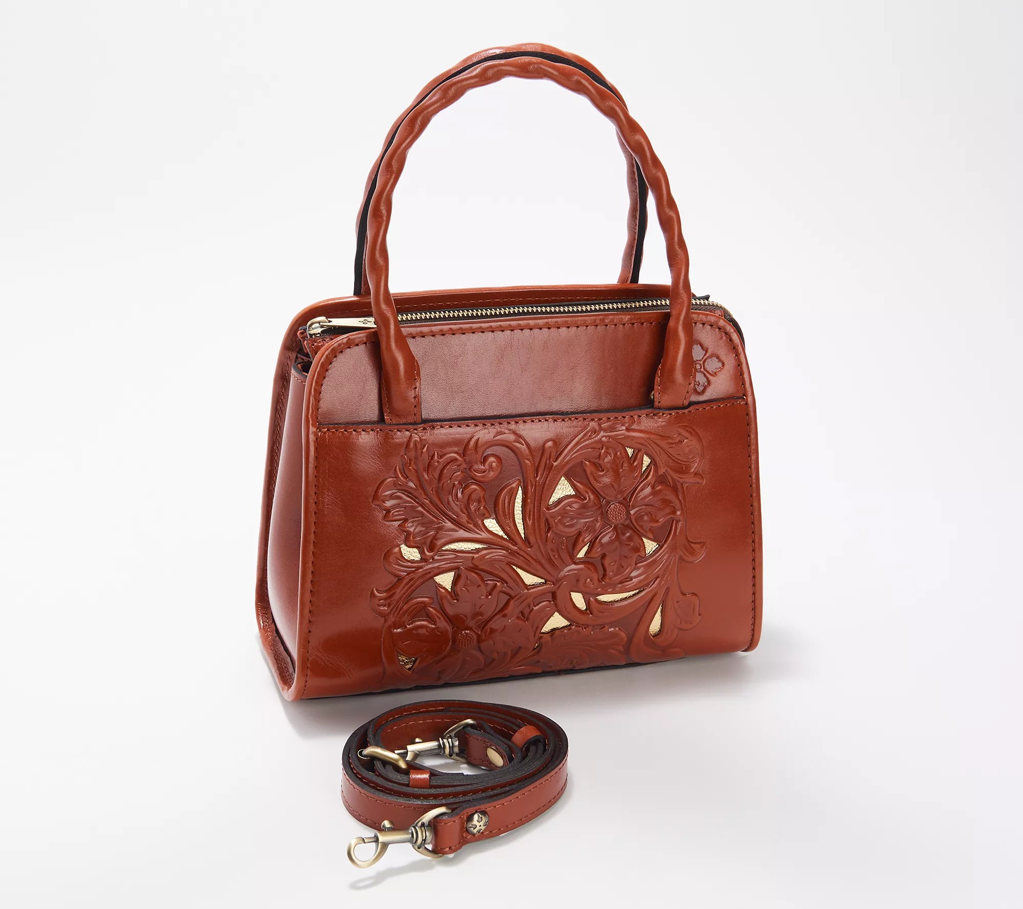 "As Is" Patricia Nash Embossed Vintage Leather Paris Satchel