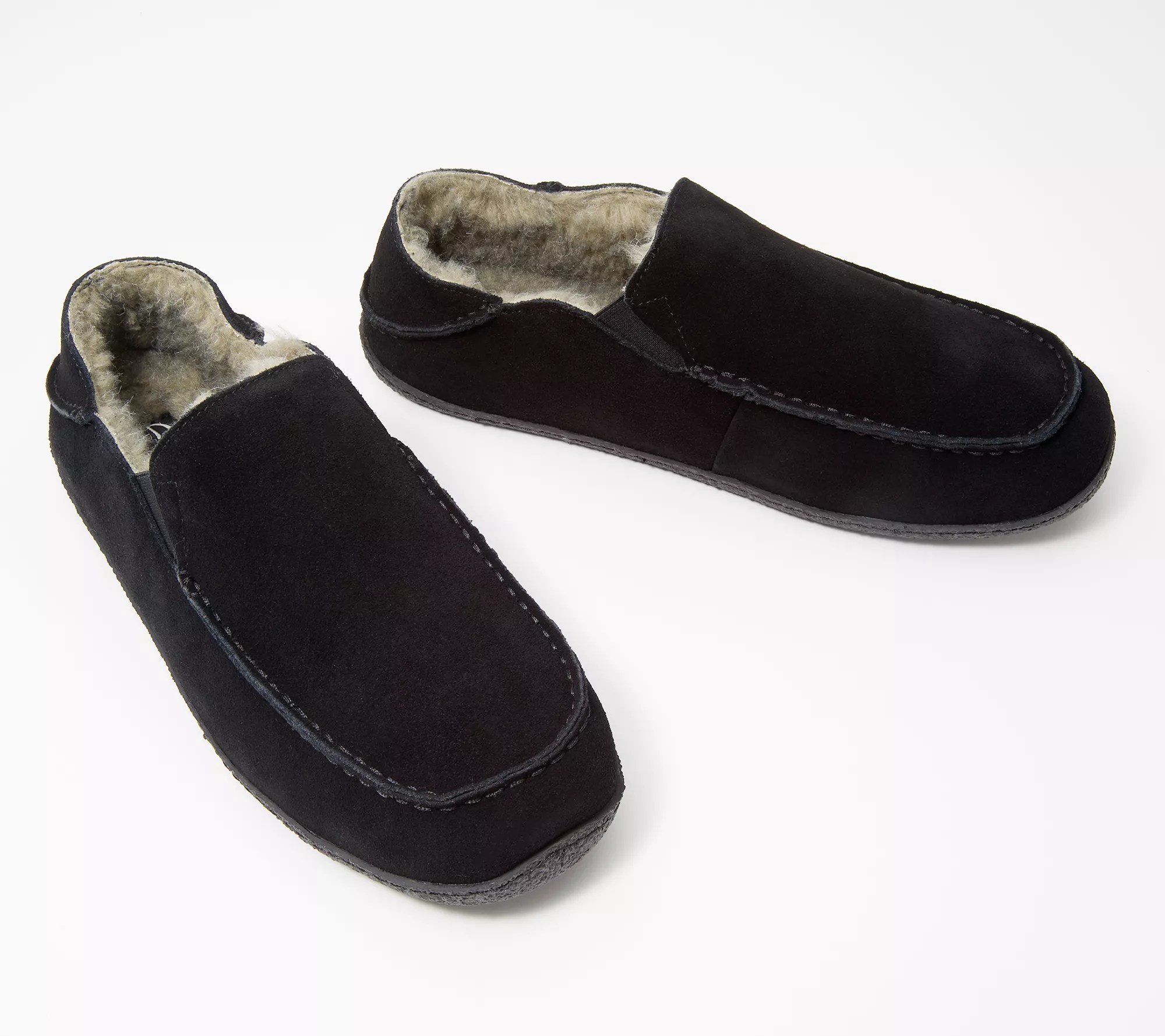 "As Is" Clarks Men's Suede Faux Fur Convertible Slippers
