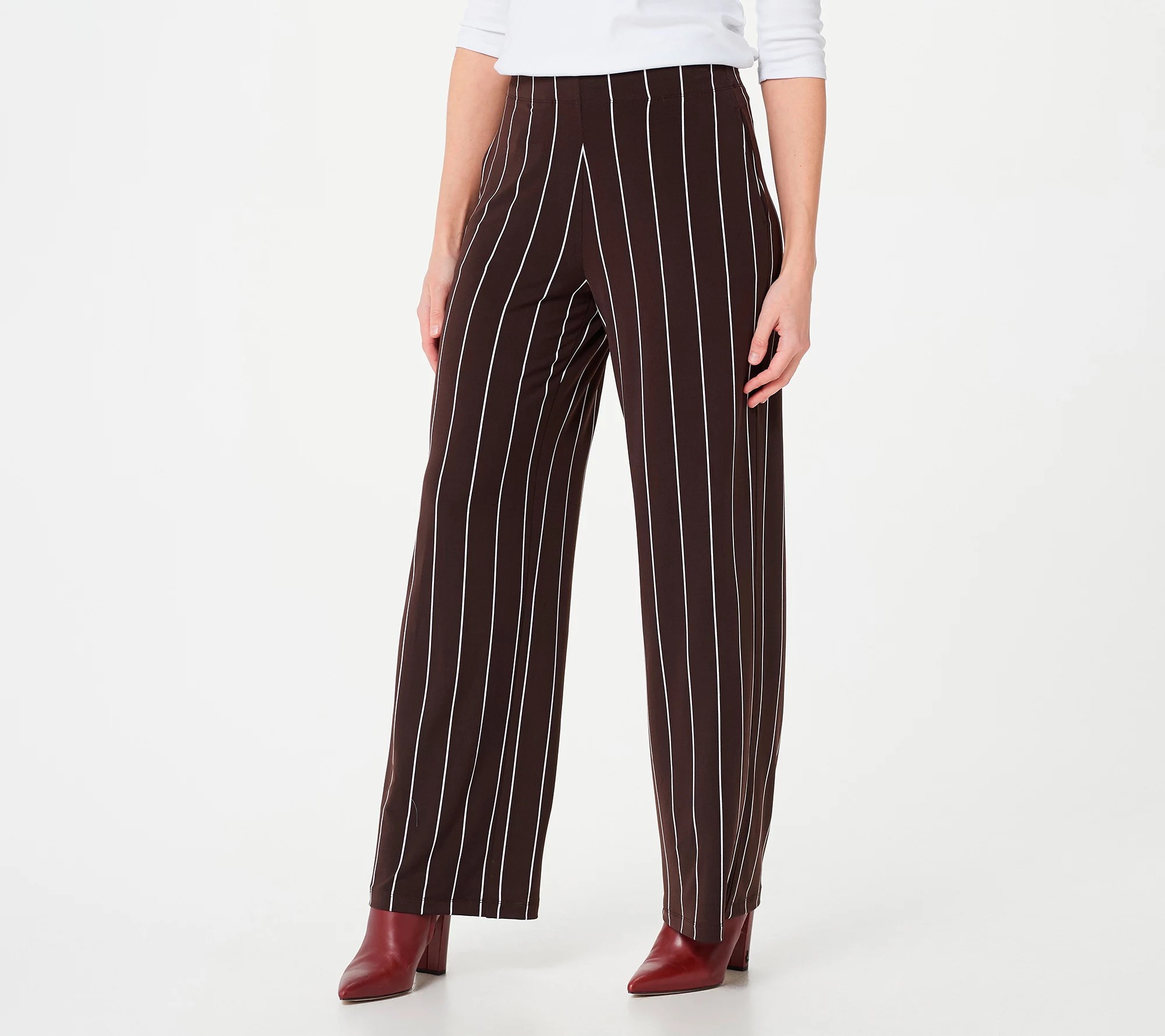 Susan Graver Petite Printed Liquid Knit PullOn WideLeg Pants
