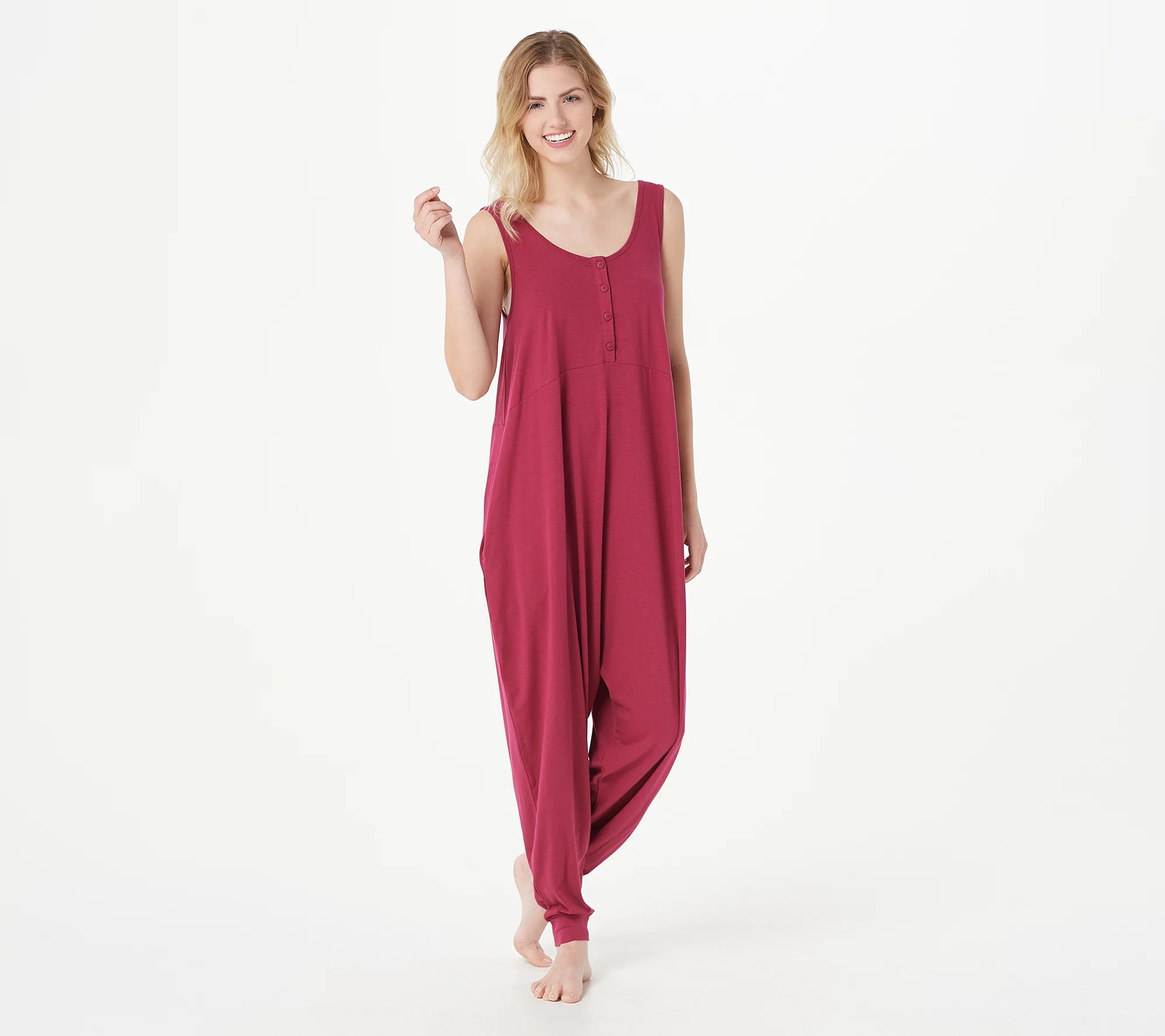 AnyBody Cozy Knit Romper With Button Detail