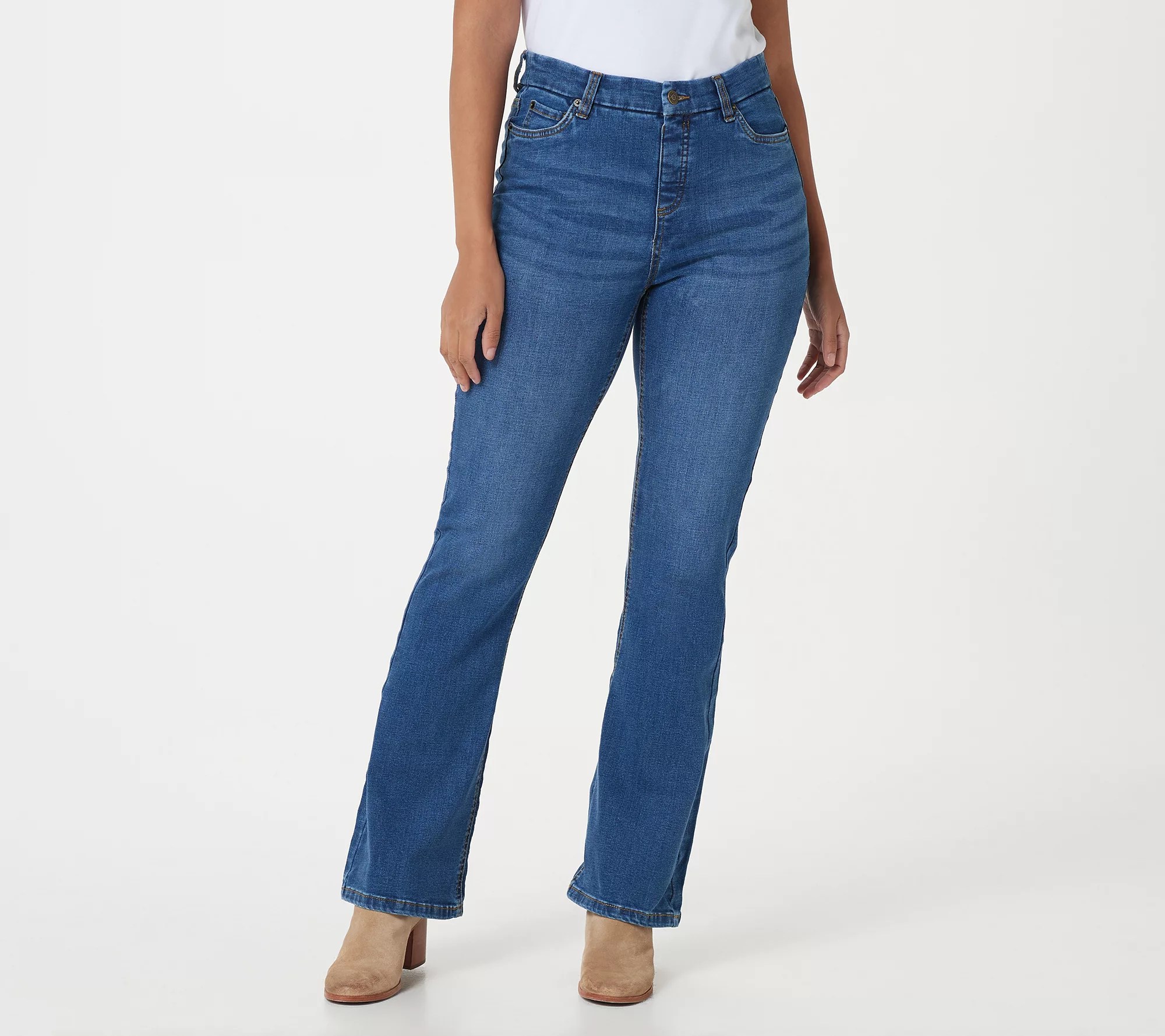 Denim & Co. Easy Stretch Denim Regular PullOn Bootcut Jeans