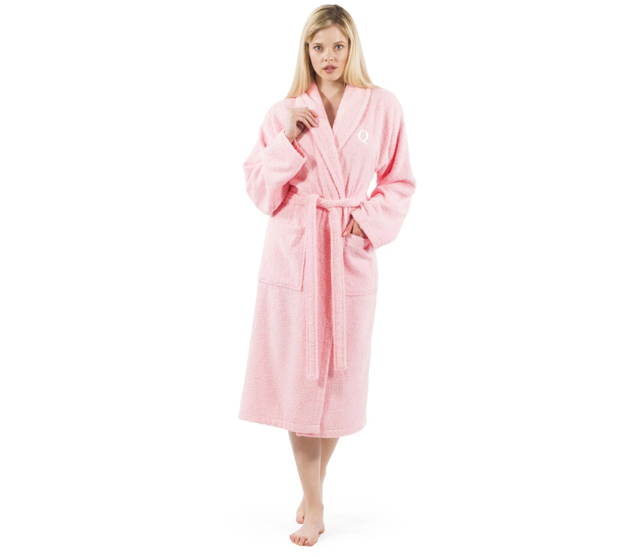 Linum Home Textiles Pink Personalized Terry Bathrobe