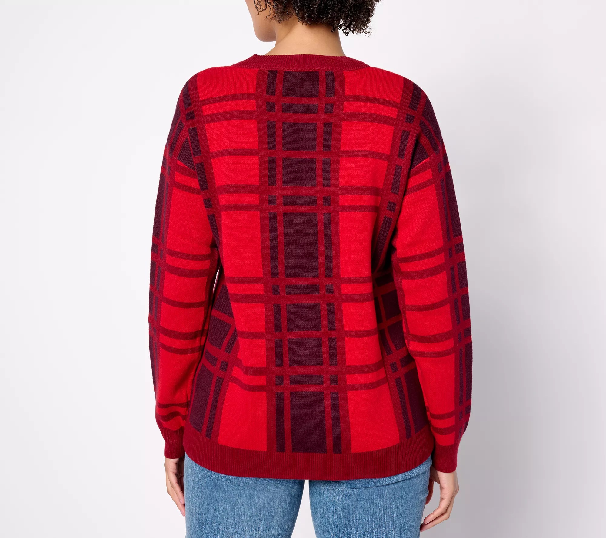 Joan Rivers Cotton Jacquard Plaid Cardigan