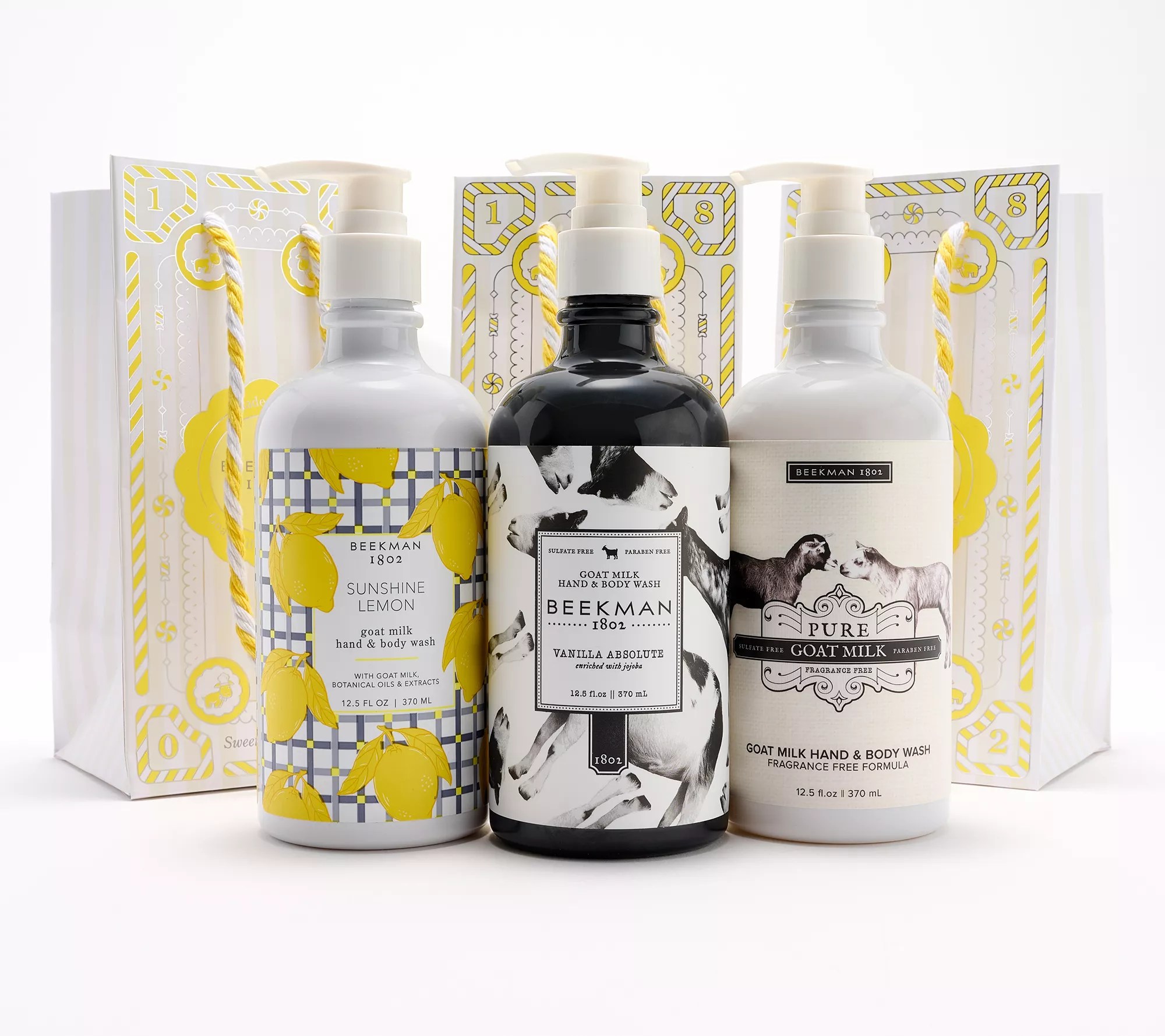 Beekman 1802 3Piece Goat Milk Hand and Body Wash Set with Gift Bags