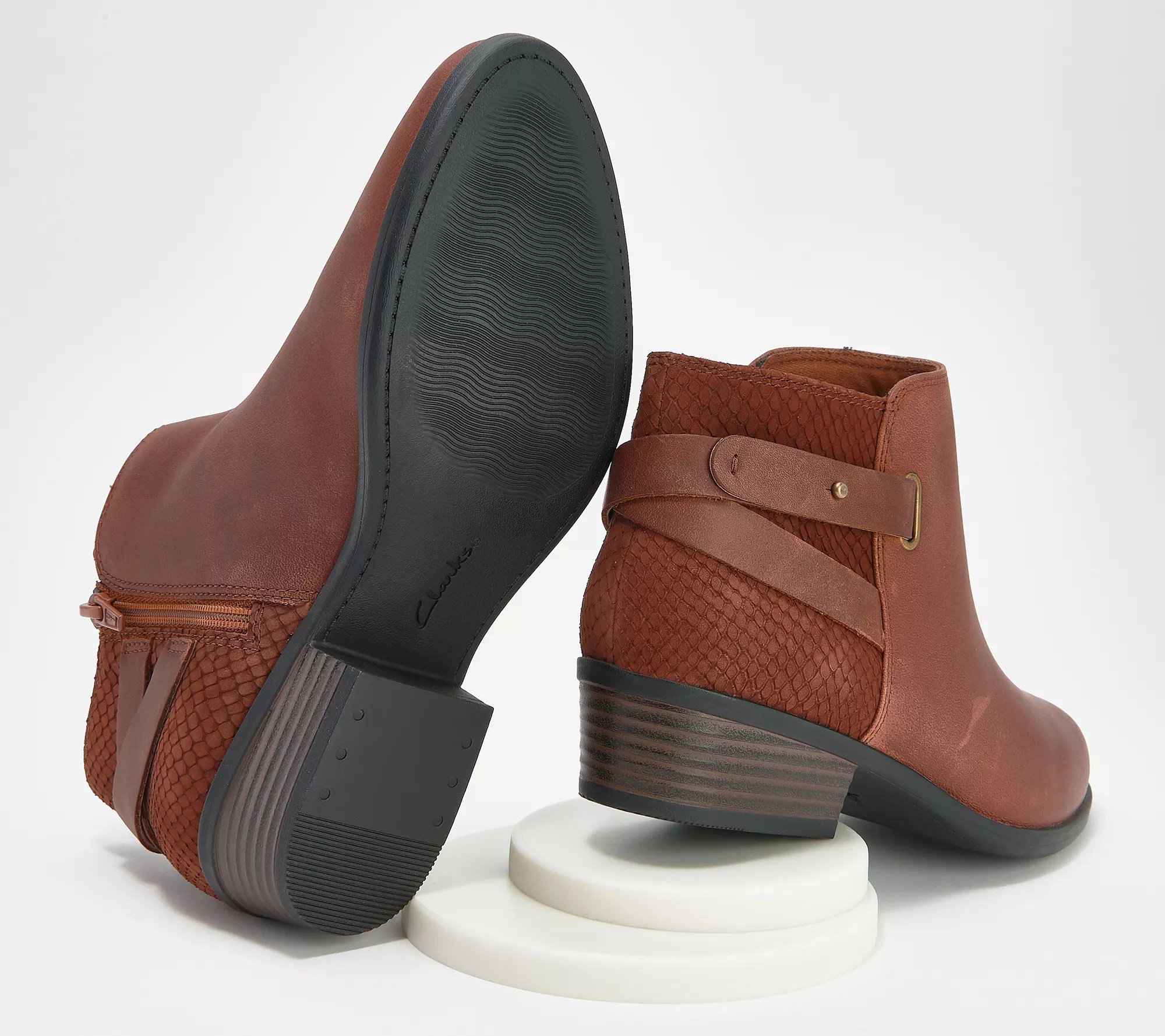 Clarks Collection Leather Booties w/ Buckles Addiy Gladys