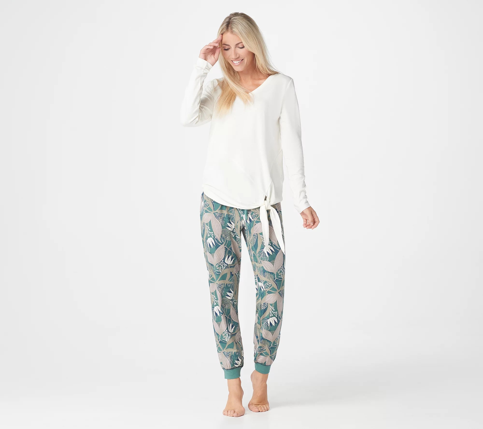 AnyBody Cozy Knit Floral Jogger Pants
