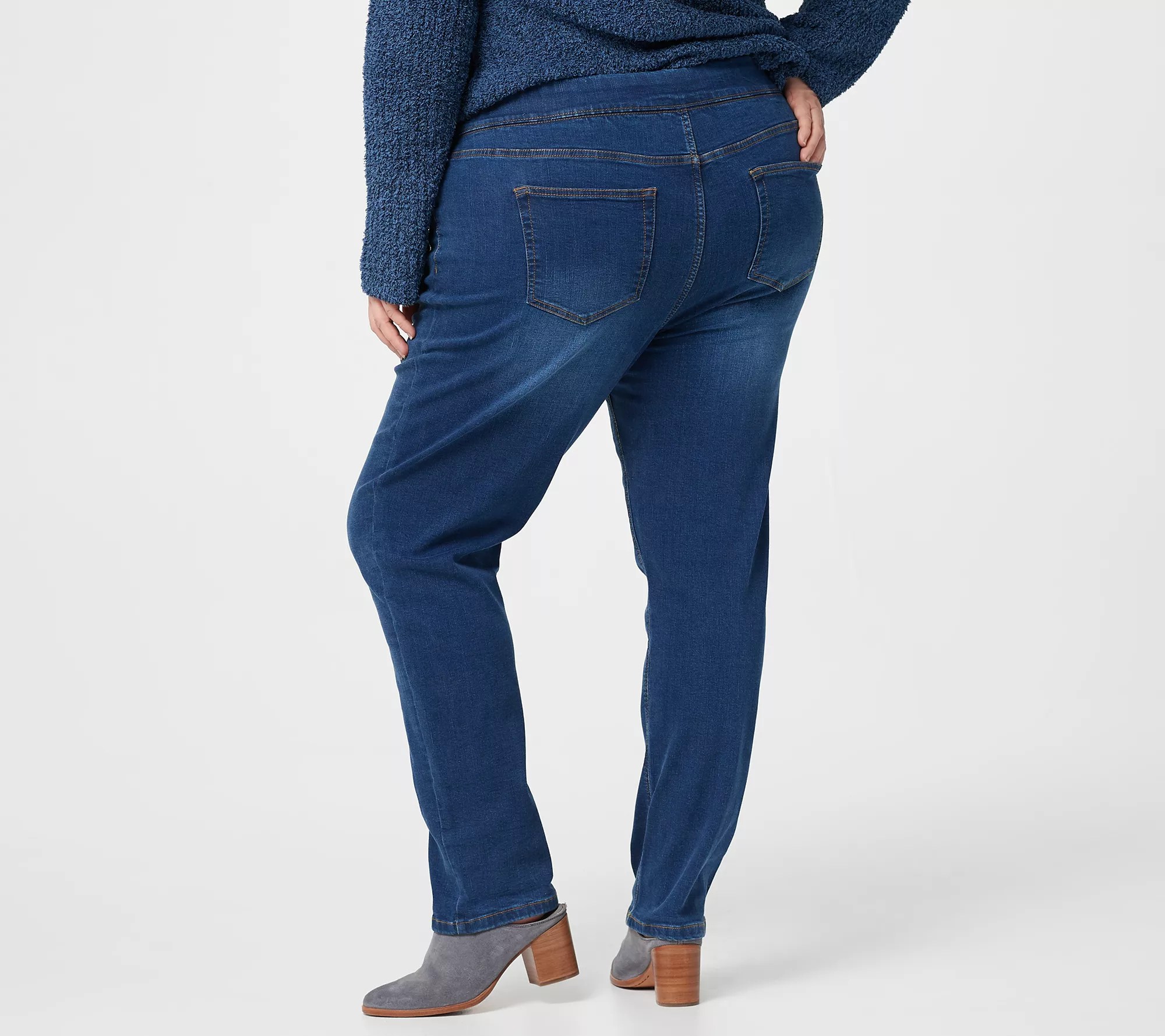 Denim & Co. Regular Cozy Touch Denim FullLength Straight Jeans