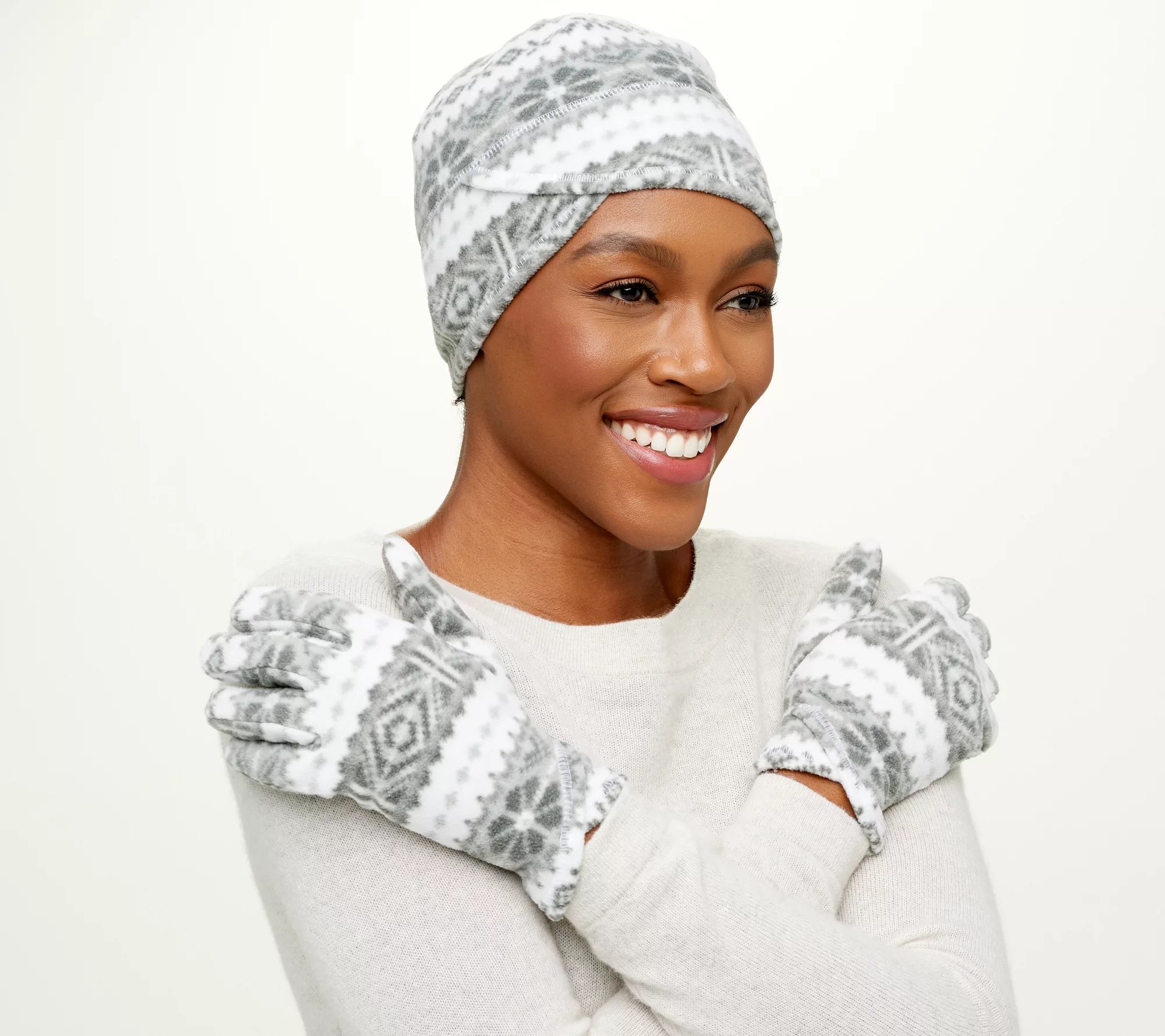 Lands End Fleece Hat and Glove Set