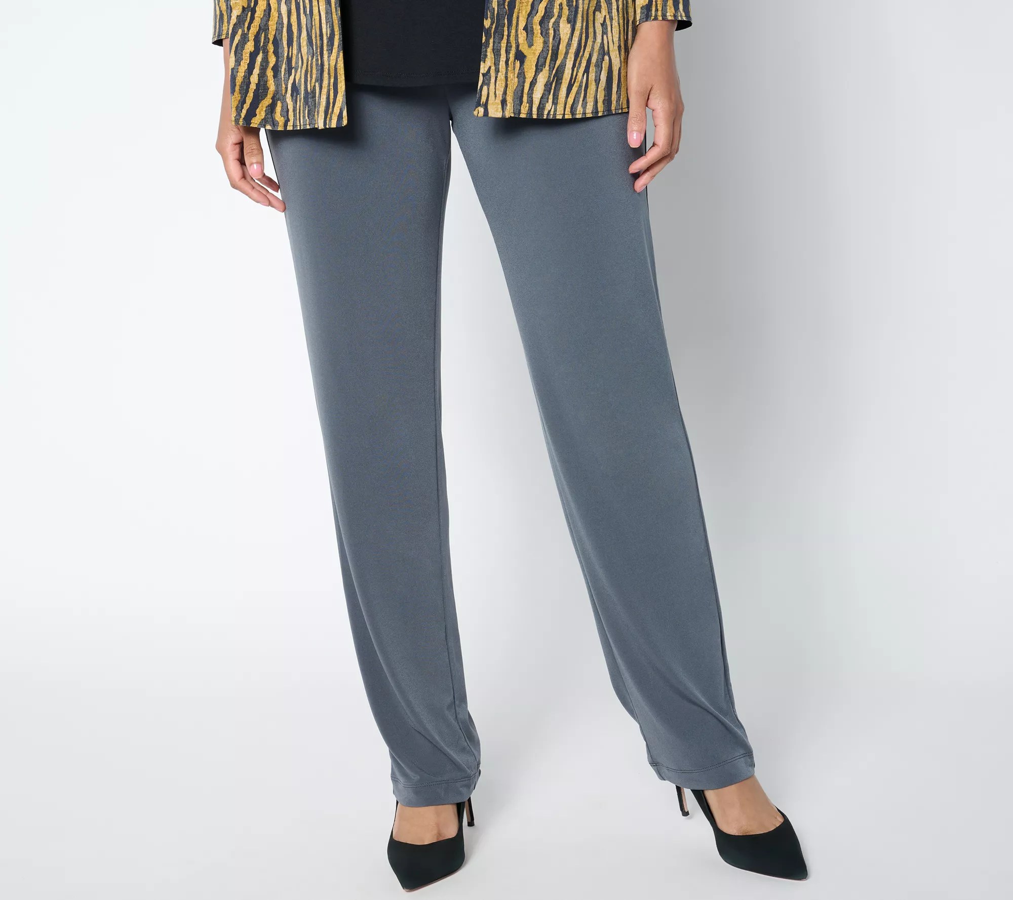 Susan Graver Essentials Liquid Knit Straight Leg Pants Petite