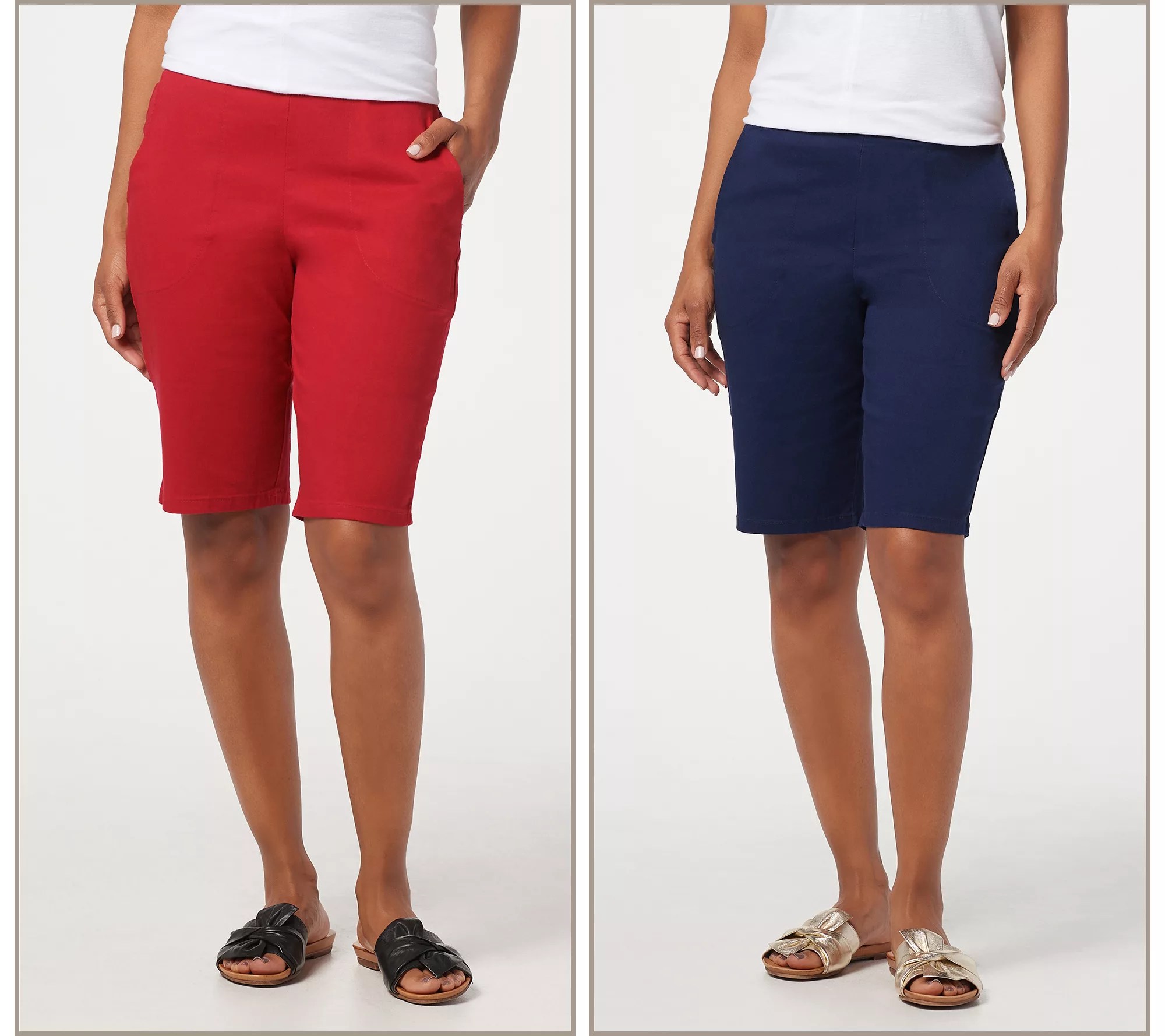 Denim & Co. Twill Set of 2 PullOn Shorts