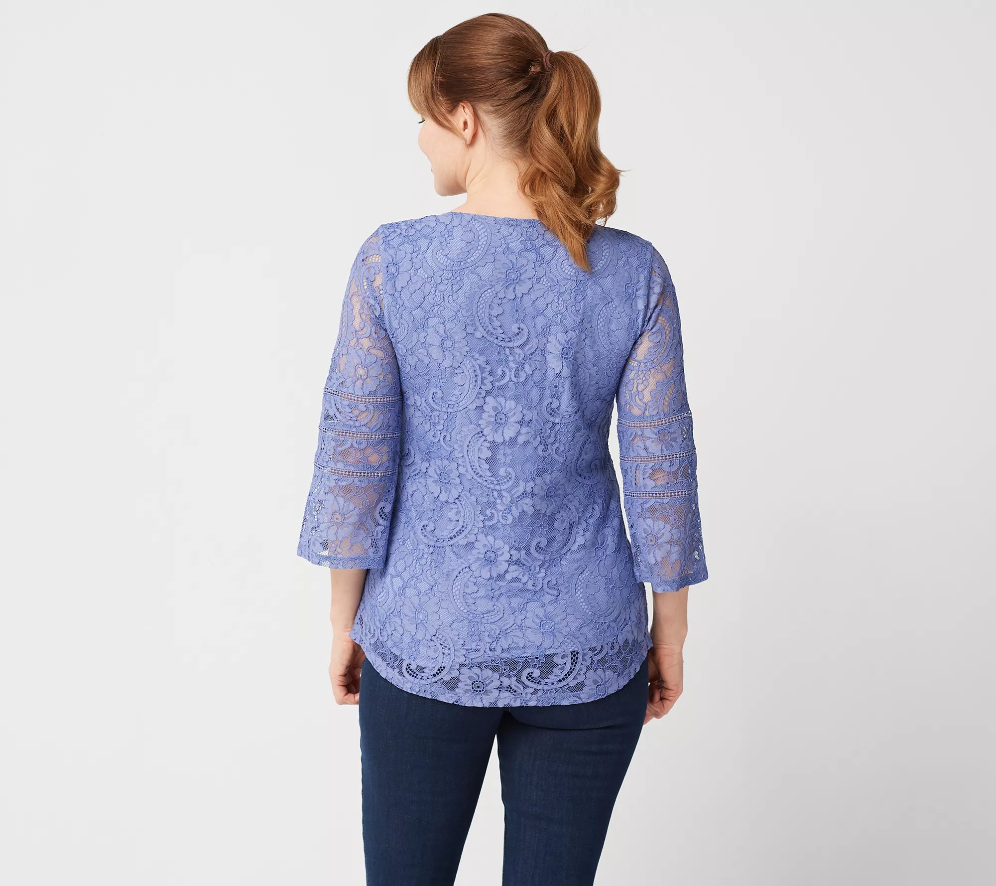 Isaac Mizrahi Live! Floral Lace Knit Top with Ladder Lace Details
