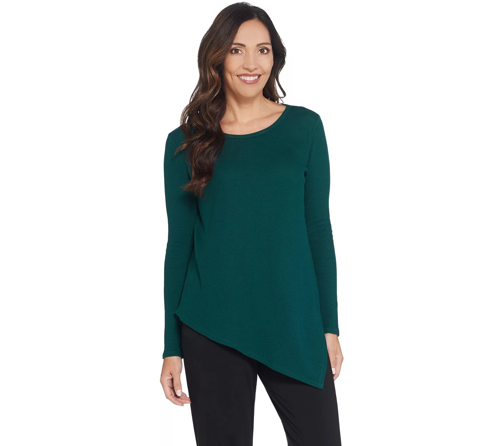 "As Is" AnyBody Loungewear Cozy Knit Waffle Knit Long Sleeve Top