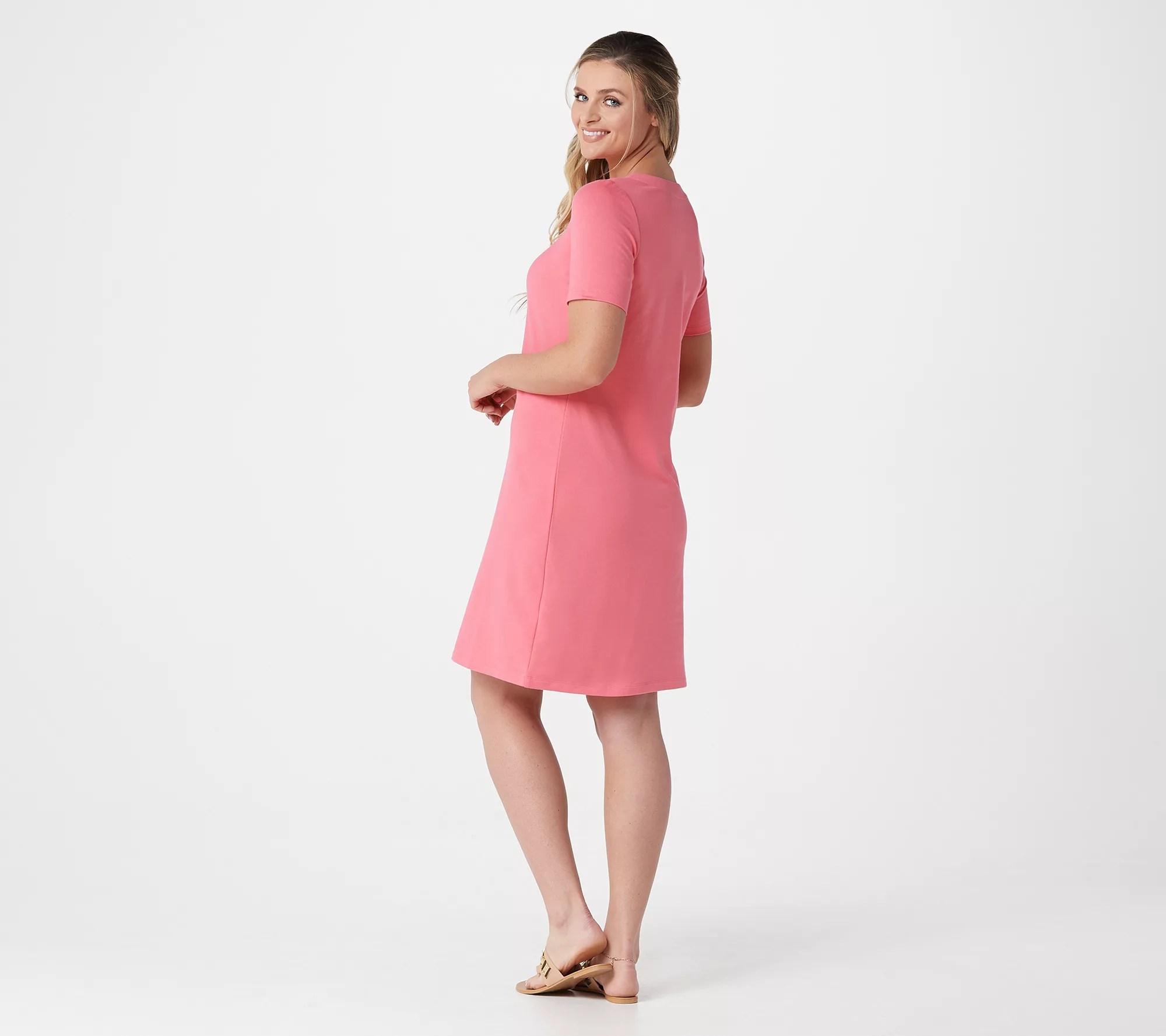 Denim & Co. Petite French Terry ShortSleeve Dress