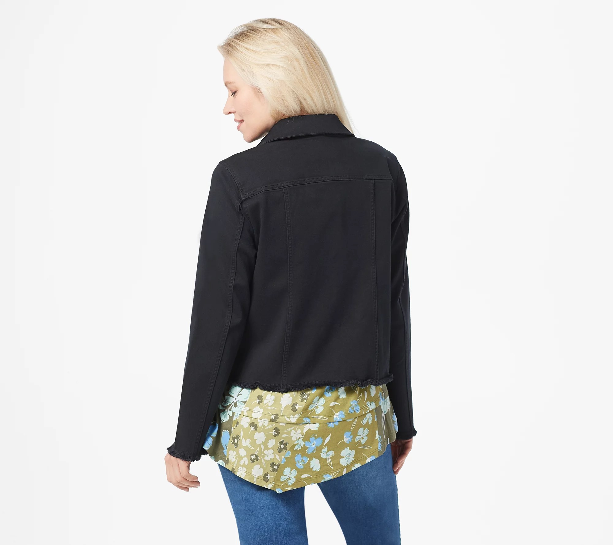 LOGO by Lori Goldstein ButtonFront Denim Jacket with Raw Hem