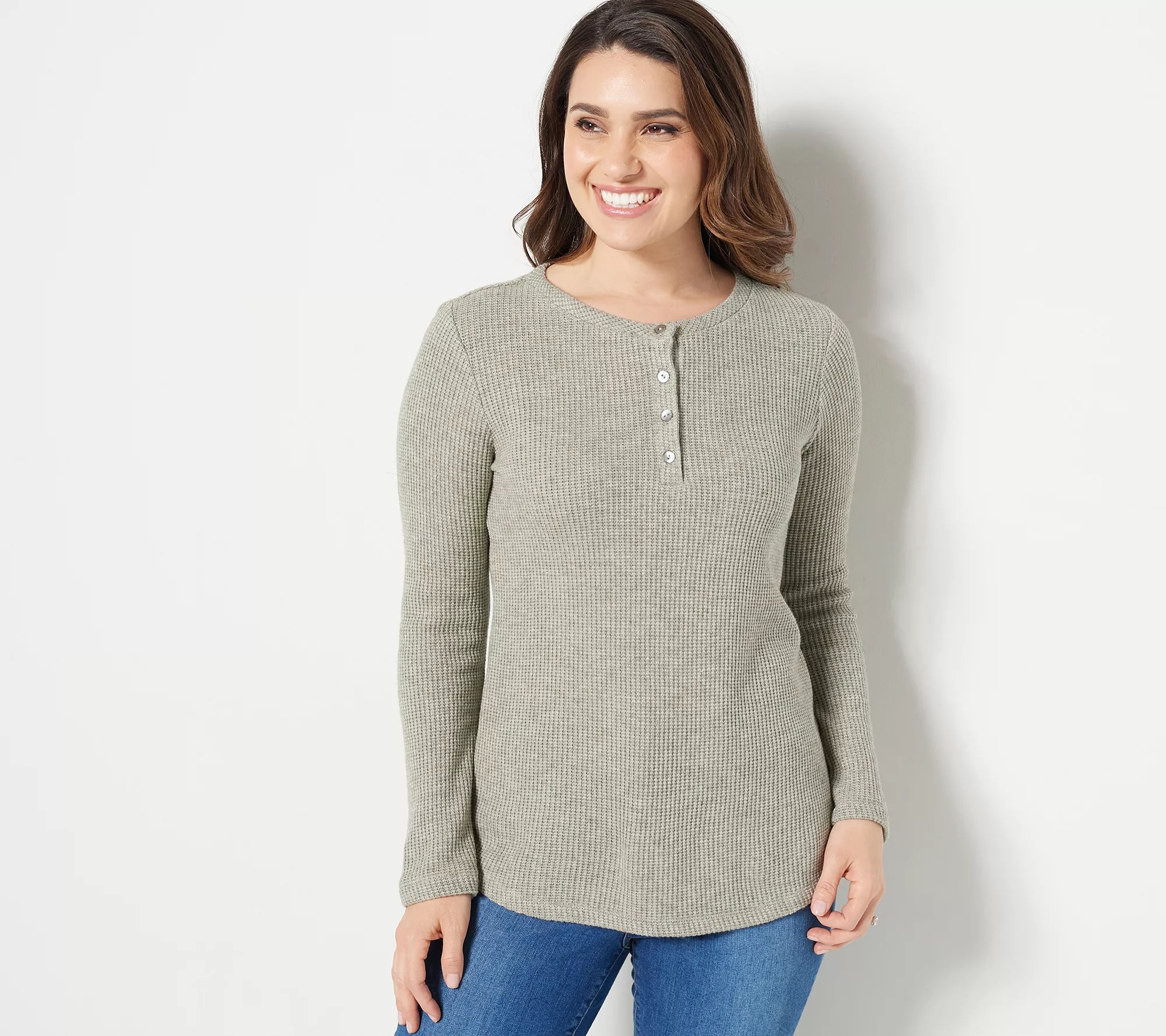 "As Is" Susan Graver Weekend Brushed Back Waffle Knit Top - QVC.com