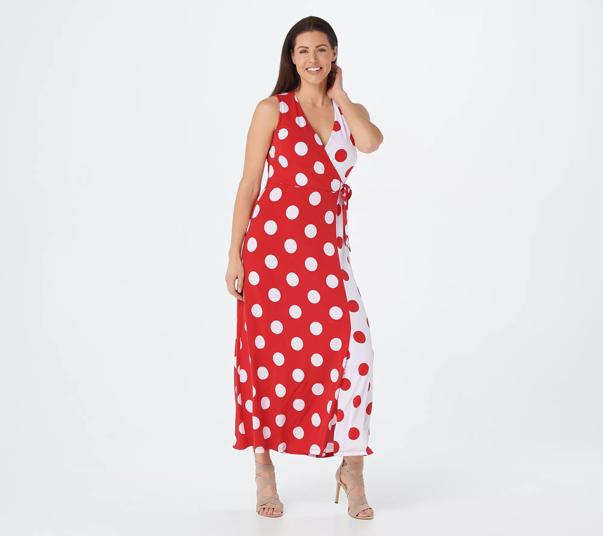 Susan Graver Petite Printed Liquid Knit FauxWrap Maxi Dress