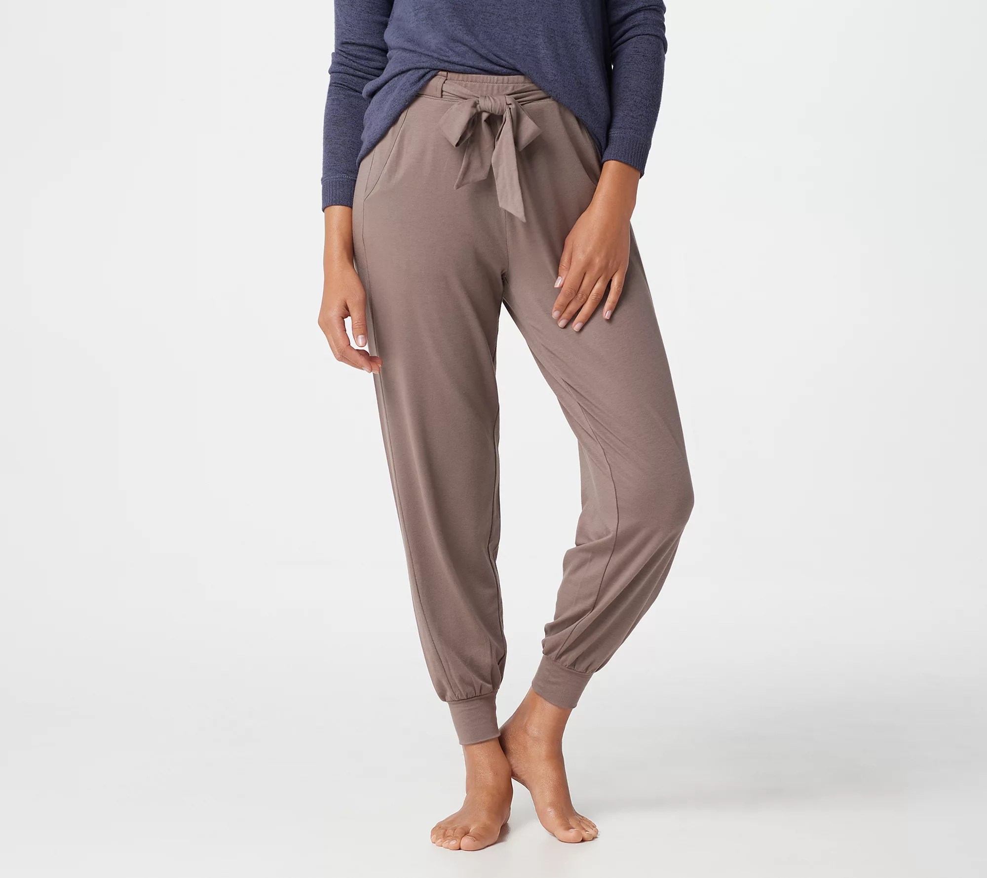 AnyBody Cozy Knit Jogger Pants w/ Tie Waistband