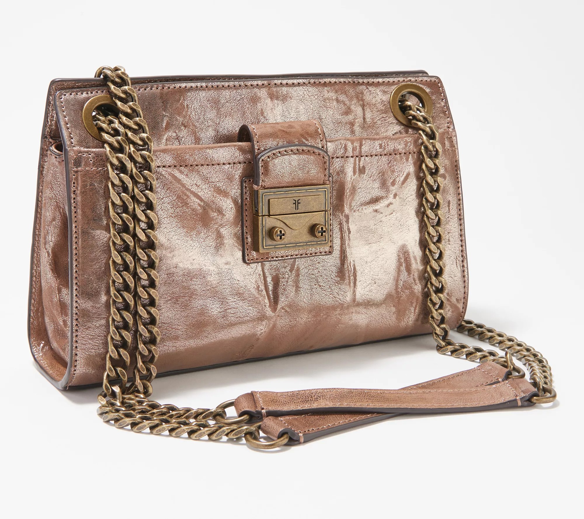 Frye Metallic Leather Ella Double Handle Crossbody