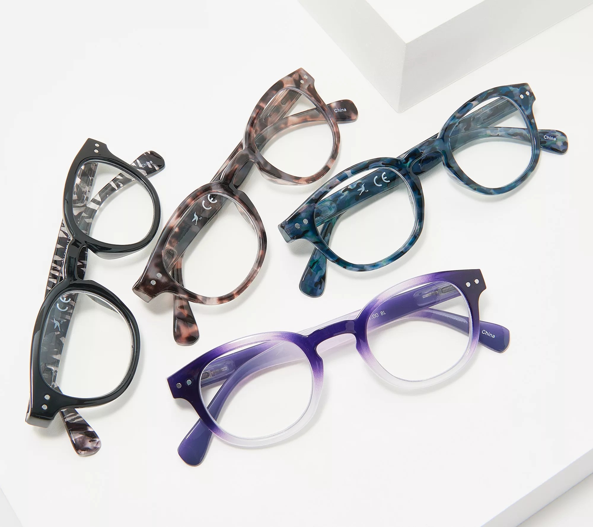 "As Is" Hummingbird Cambridge Set 4 Blue Light Reading Glasses