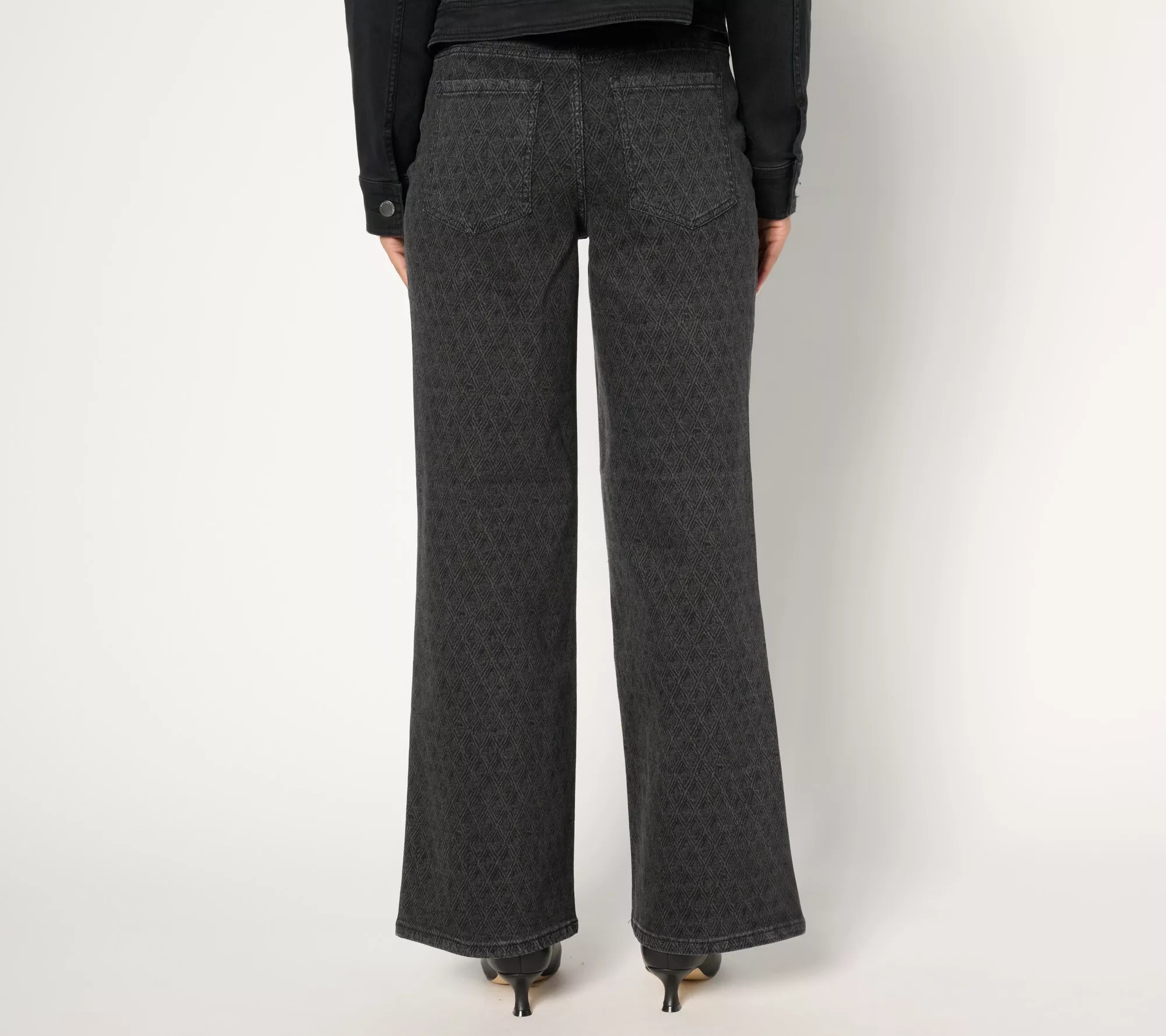 Isaac Mizrahi Live! Petite True Denim Black Pull On Pattern Trouser