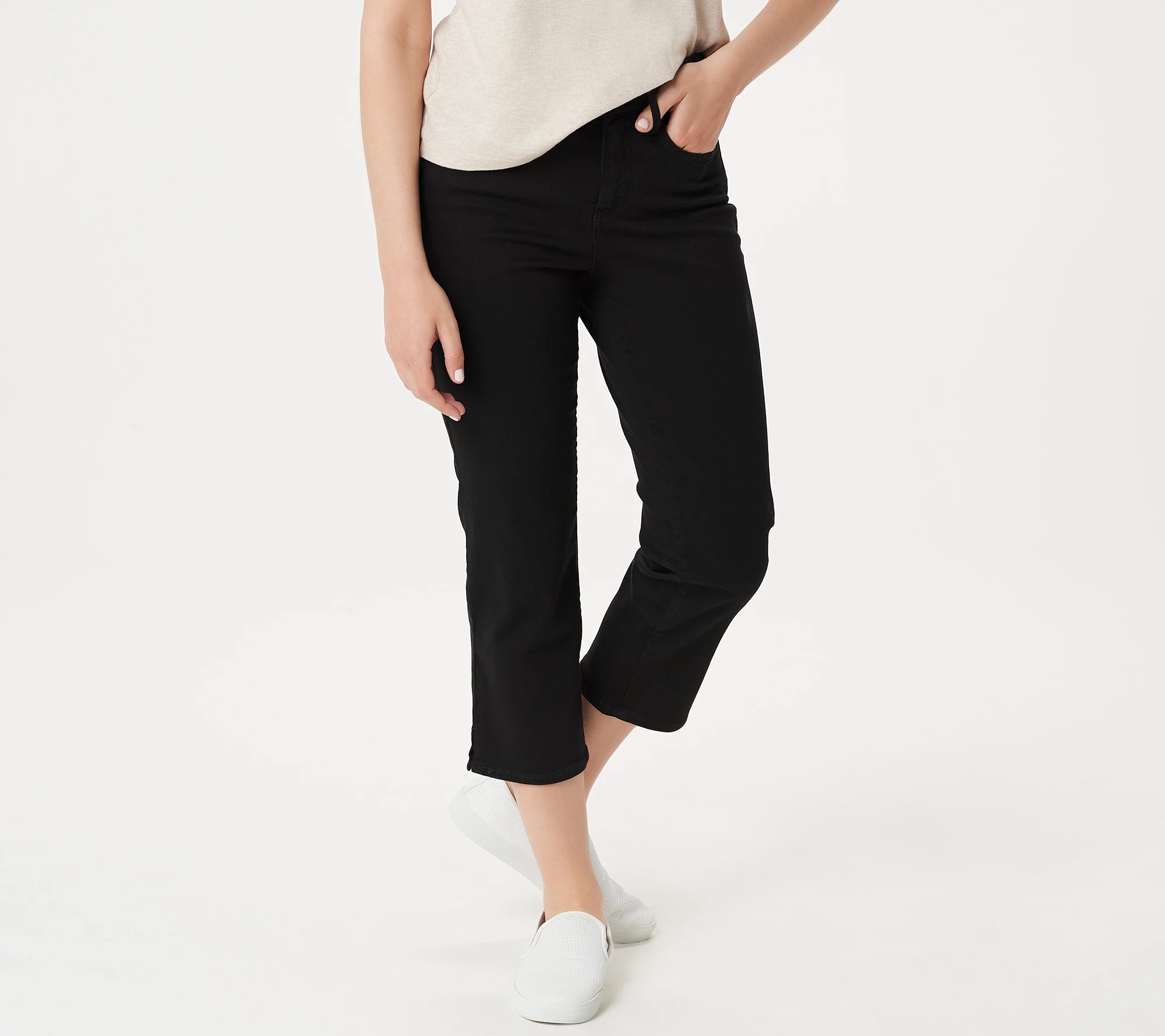 NYDJ Skinny Capri Jeans with Side Slits Black