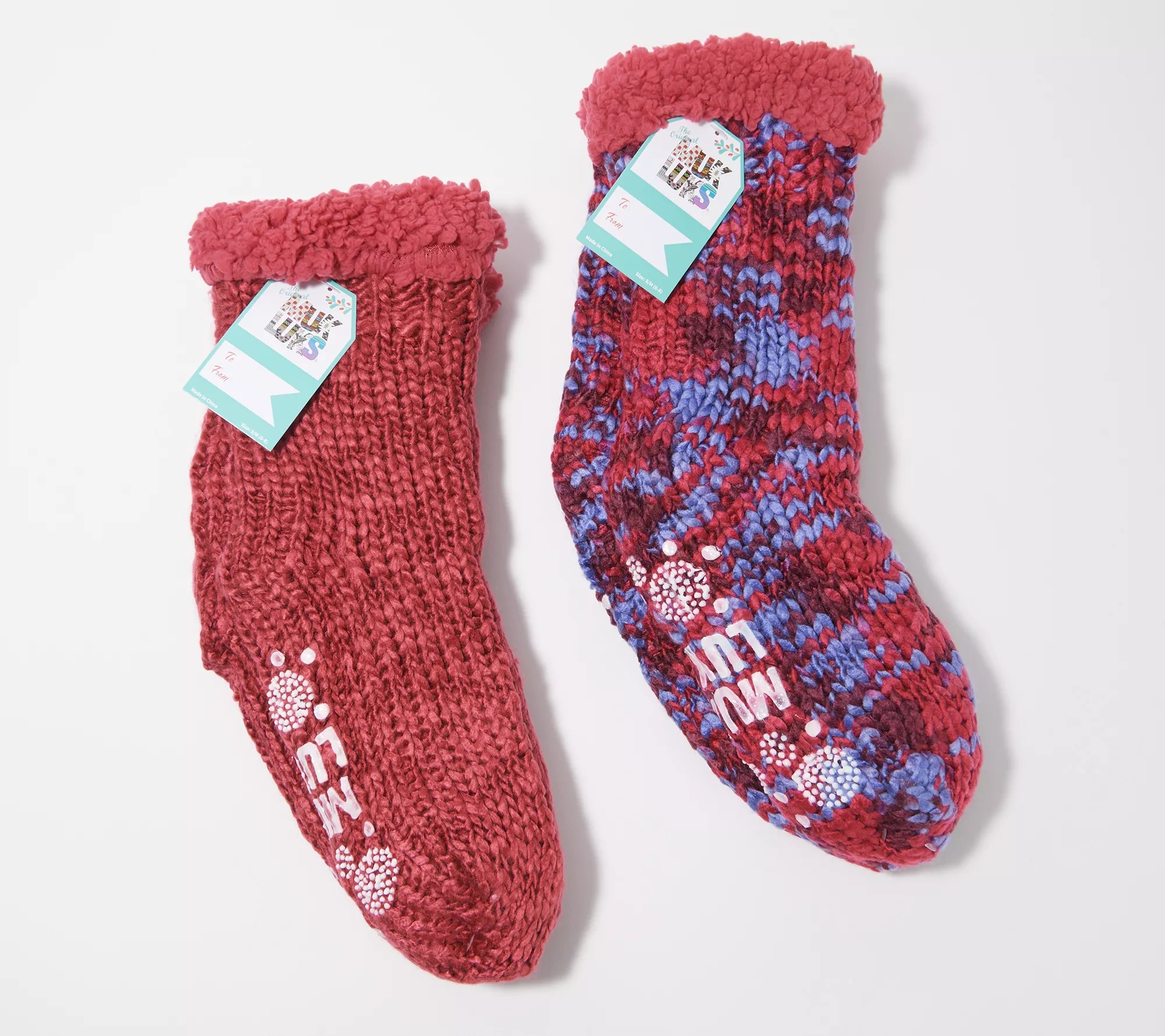 MUK LUKS Faux Shearling Space Dye Cabin Socks Set of 2