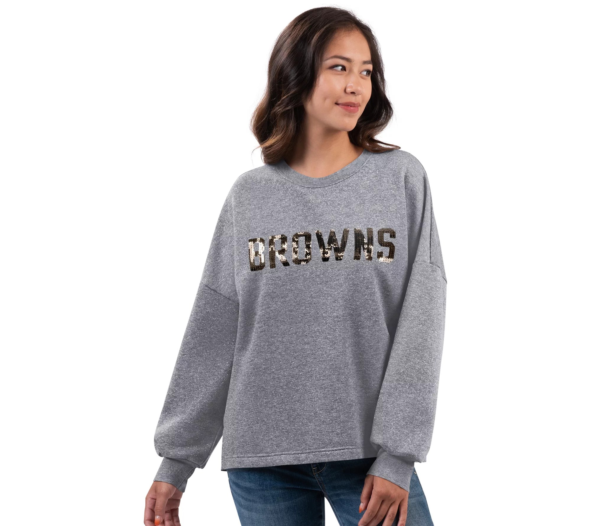 NFL Women's Shining Grey Crewneck w/ Team Name