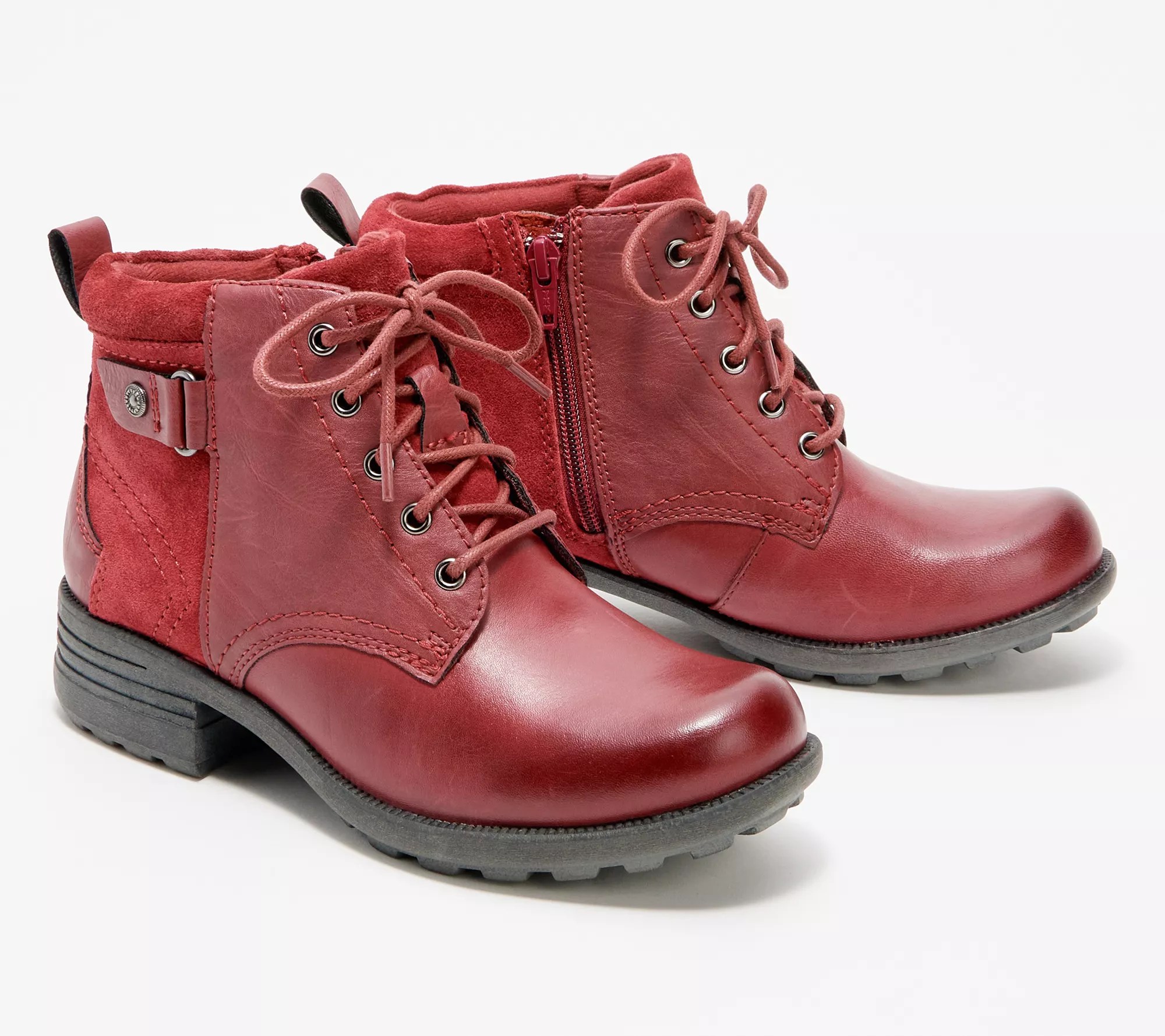 "As Is" Earth Origins Leather & Suede LaceUp Ankle Boots Pasha