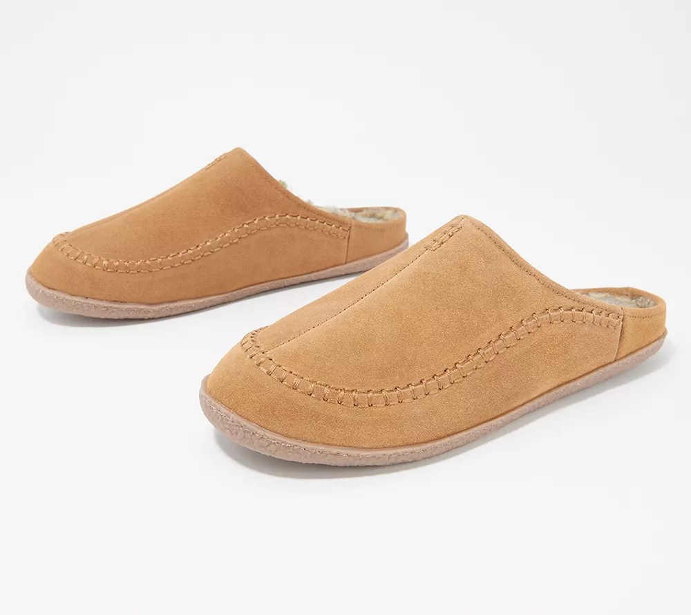 Clarks Suede Men's Faux Fur Lined Clog Slippers