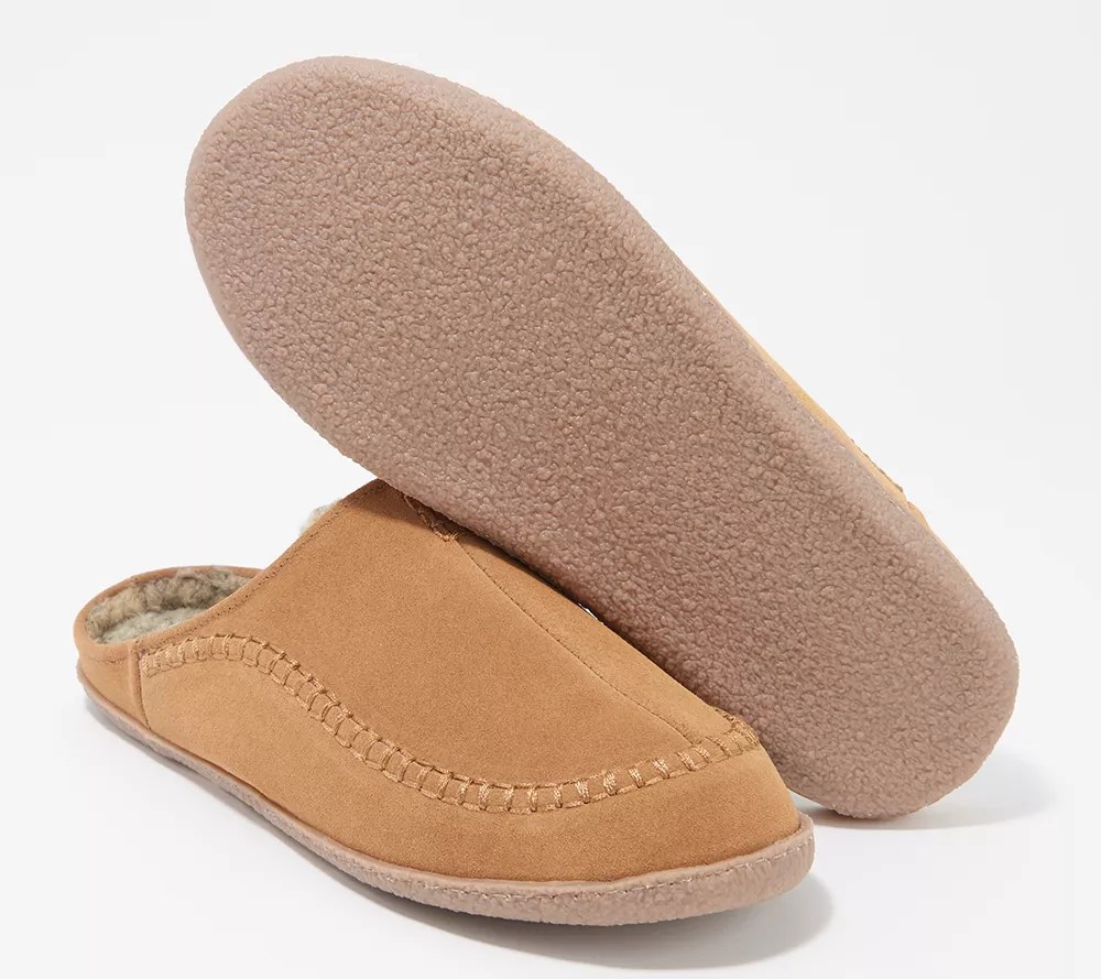 Clarks Suede Men's Faux Fur Lined Clog Slippers