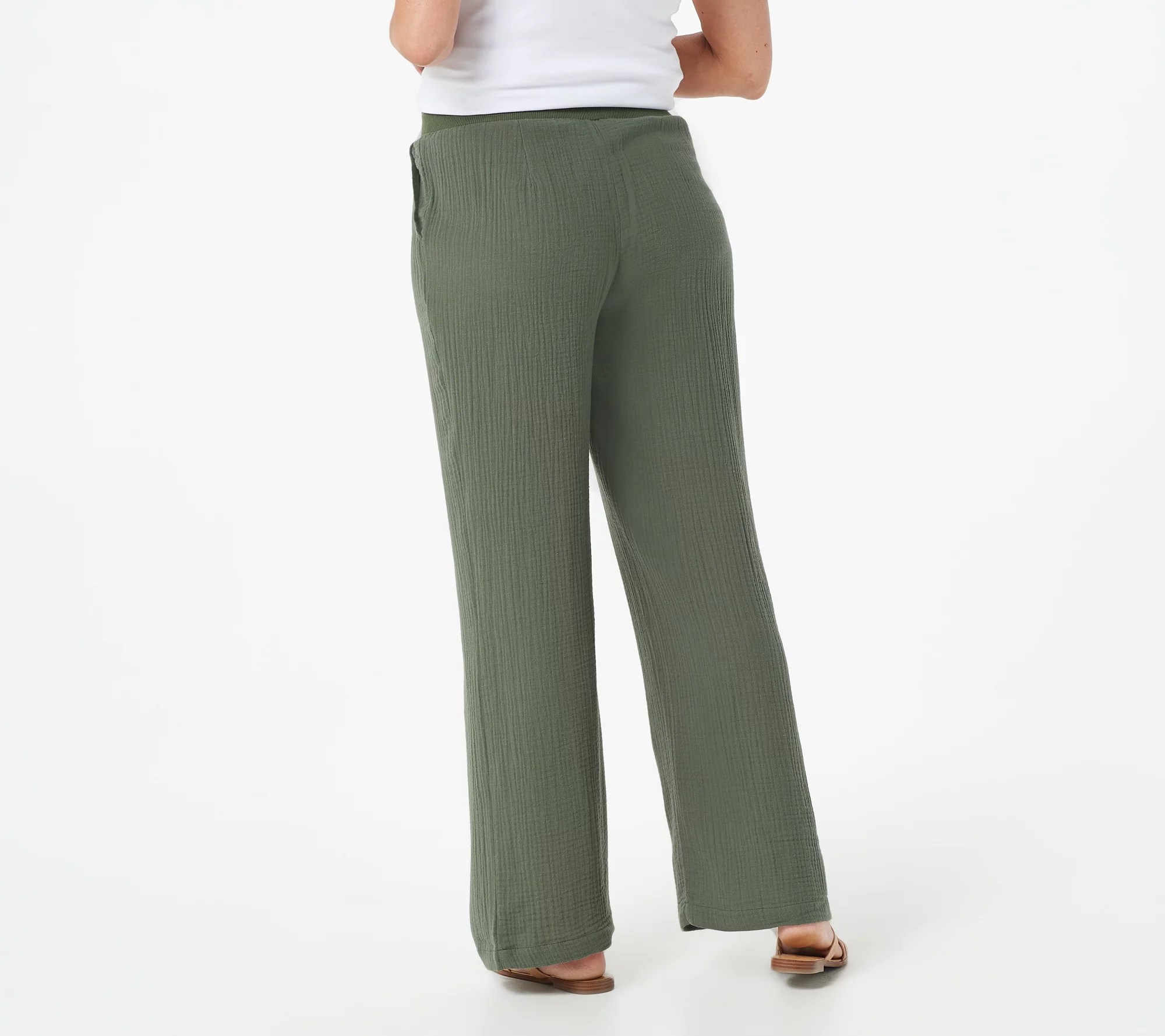 "As Is" Denim & co. Naturals Crinkle Gauze Pants with Pockets
