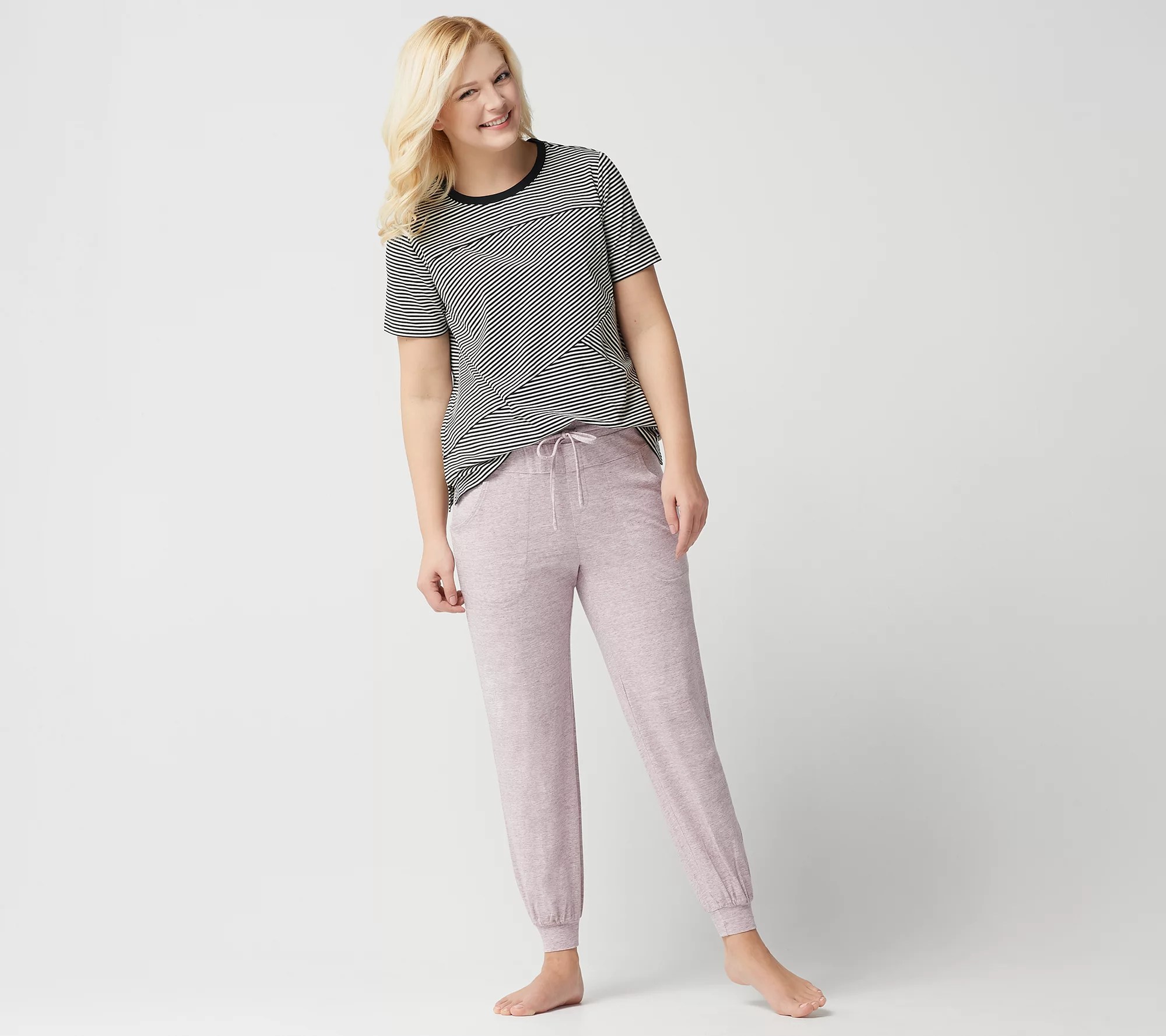 AnyBody Cozy Knit Jogger Pants w/ Seaming Detail