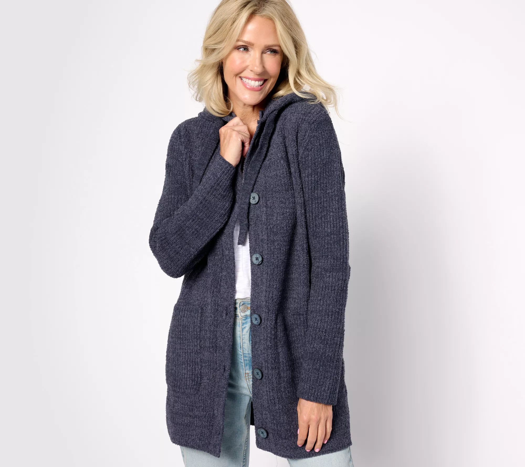 Barefoot Dreams CozyChic Button Up Hooded Coat