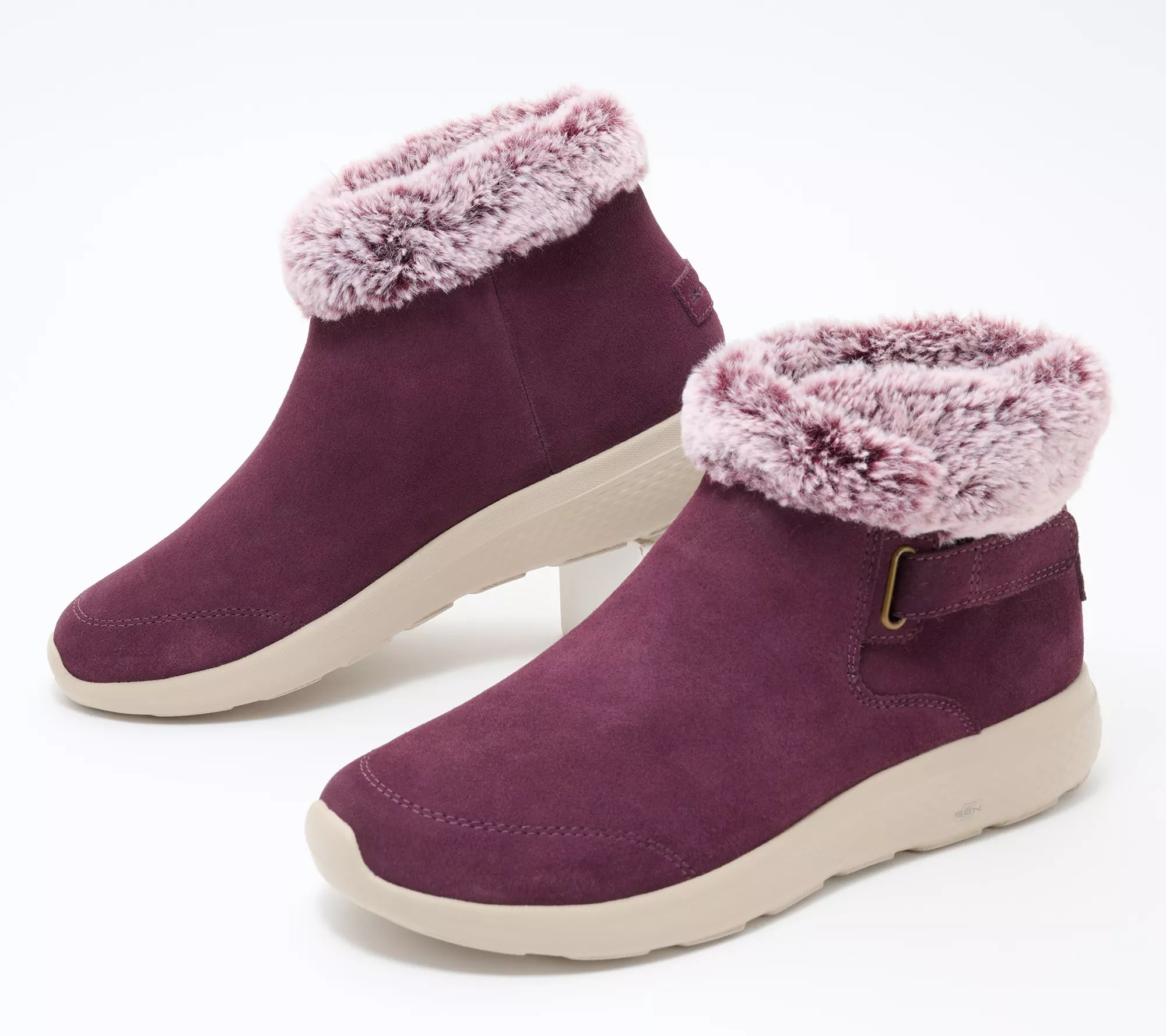 "As Is" Skechers On the GO City 2 Suede and Faux Fur Ankle Boots