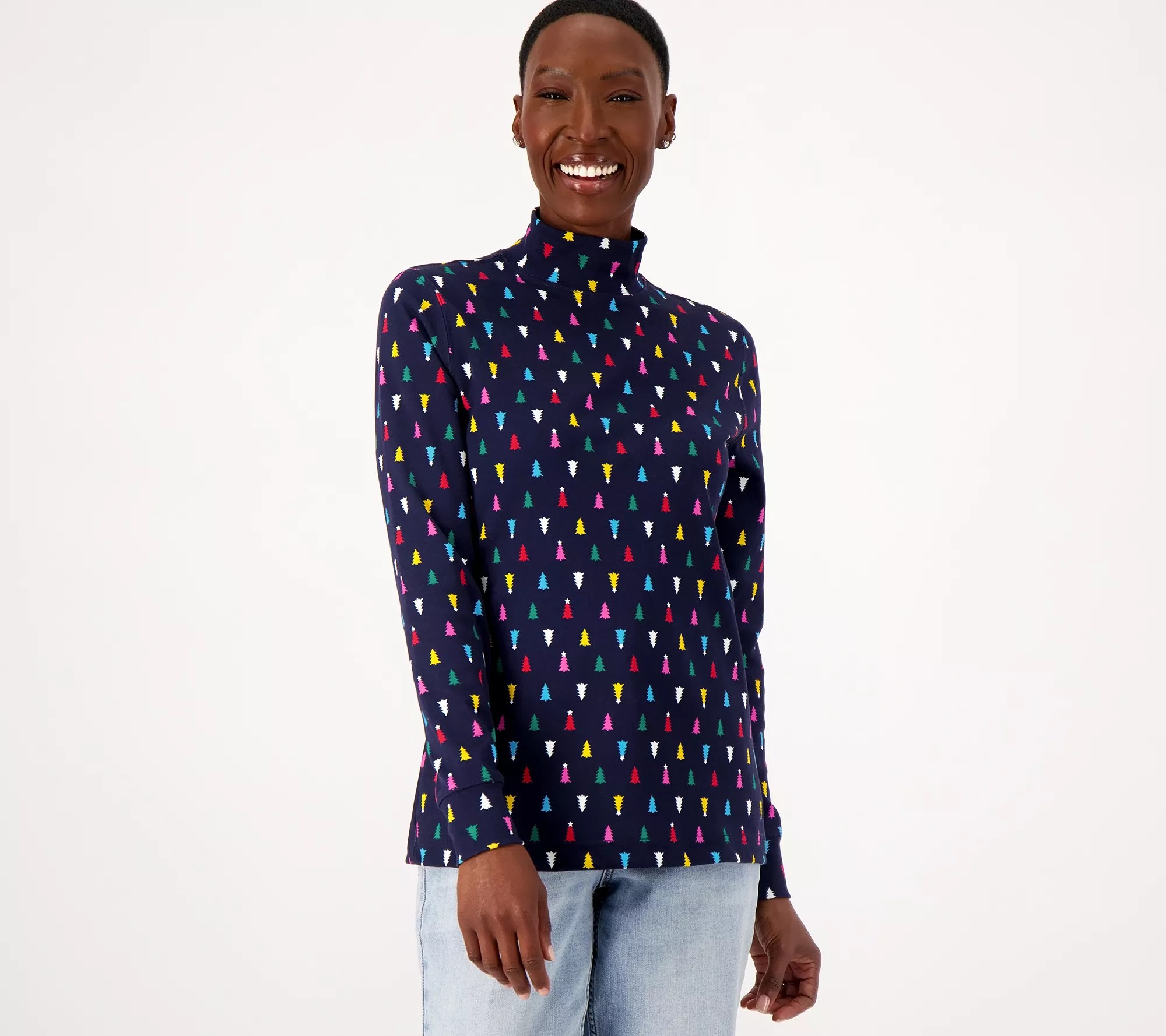 Lands' End Petite Supima LongSleeve MockNeck Top