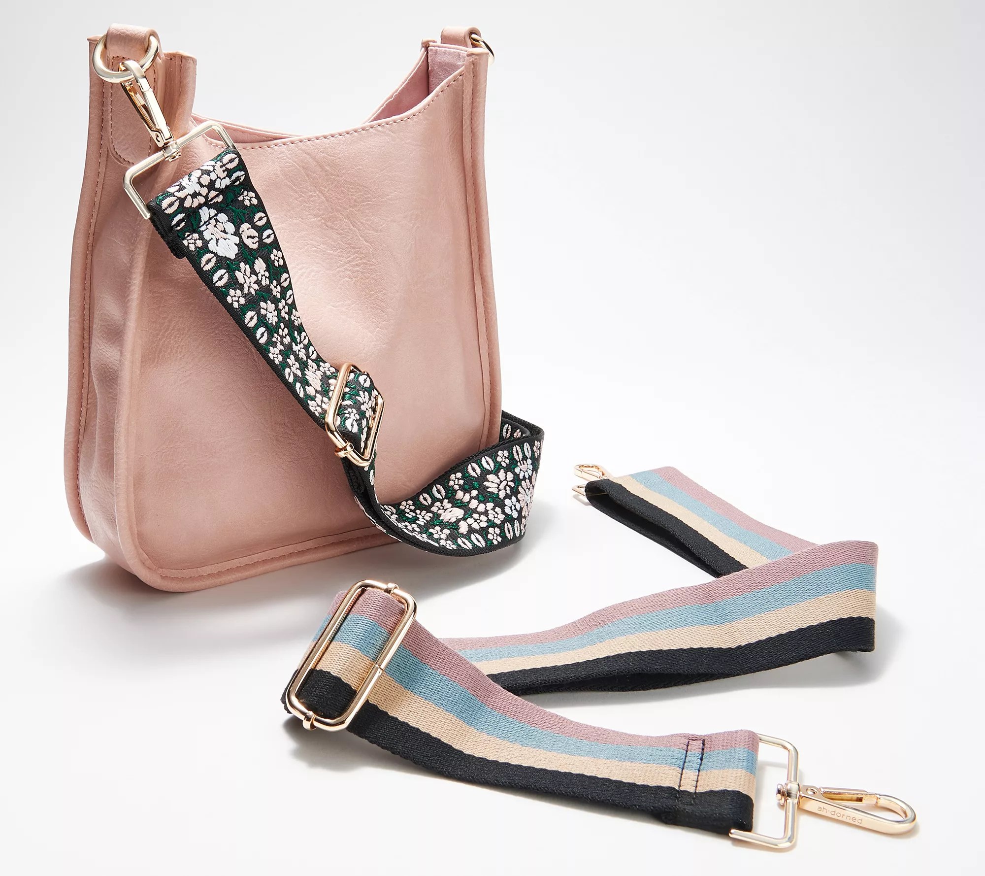 (QVC) AHDORNED Medium Faux Leather Crossbody with Extra Strap