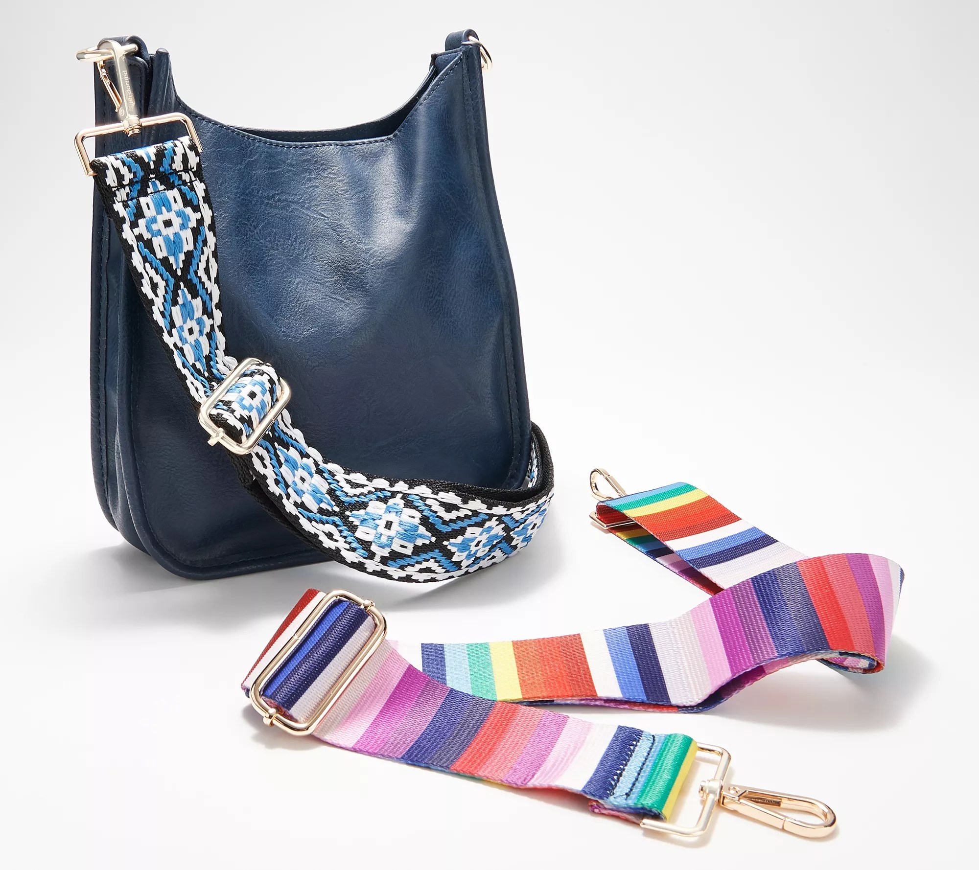 (QVC) AHDORNED Medium Faux Leather Crossbody with Extra Strap