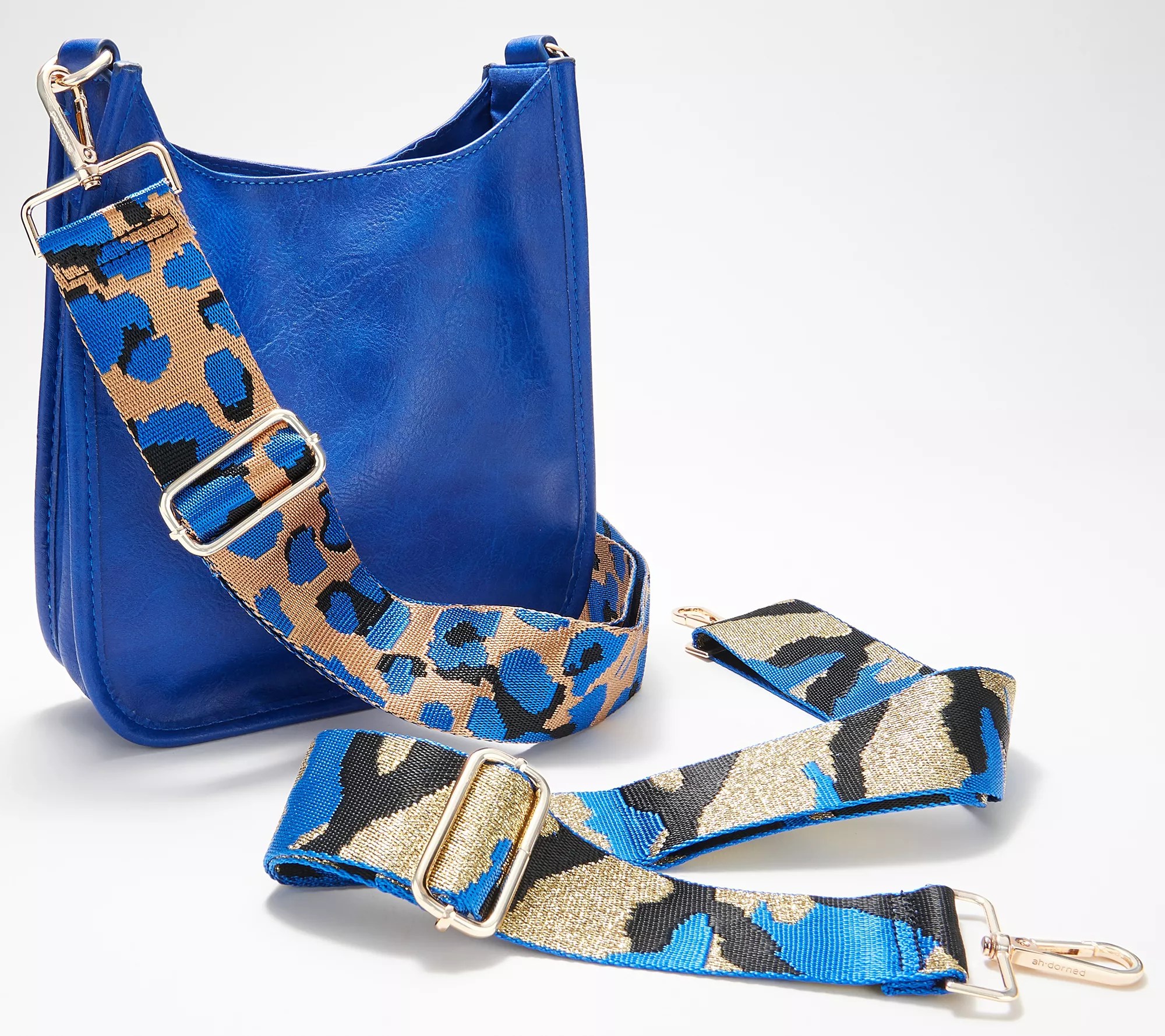 (QVC) AHDORNED Medium Faux Leather Crossbody with Extra Strap