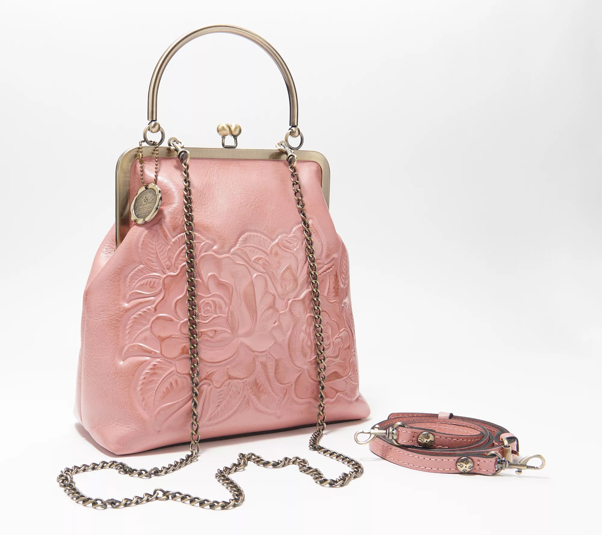 Patricia Nash Leather Novella Frame Bag with Extra Strap