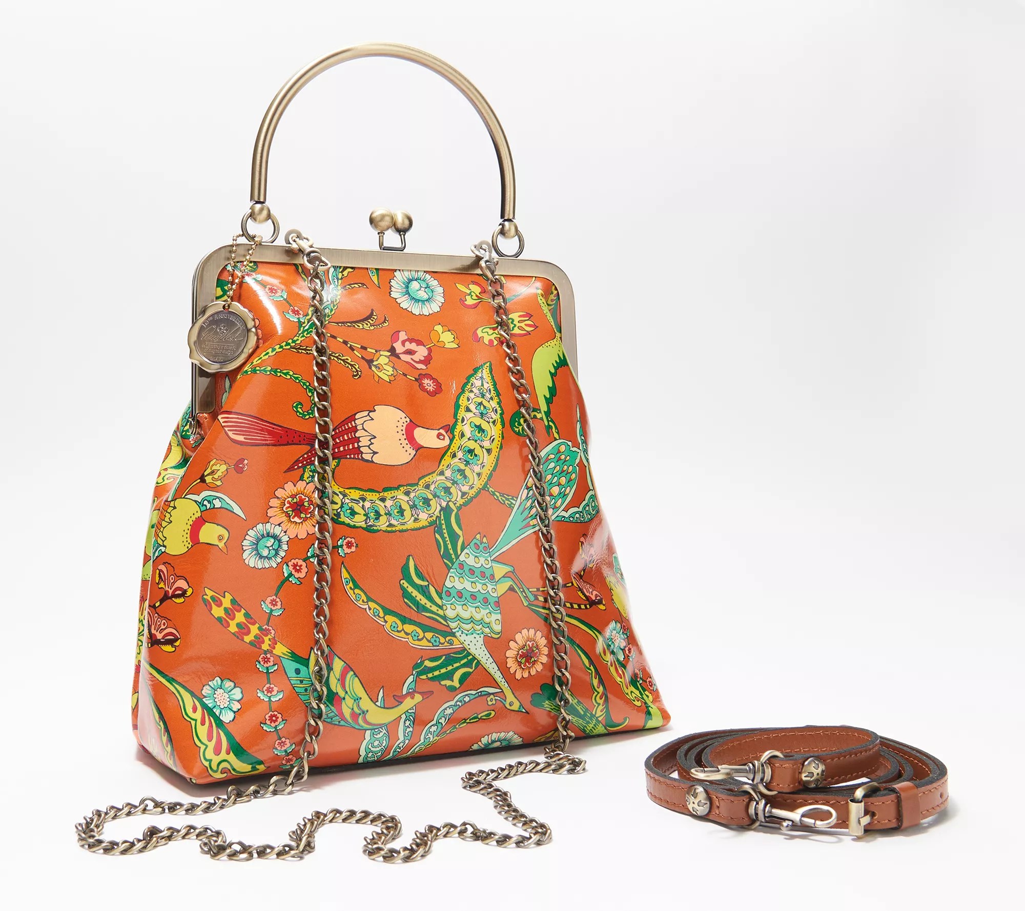 (QVC) Patricia Nash Leather Novella Frame Bag with Extra Strap