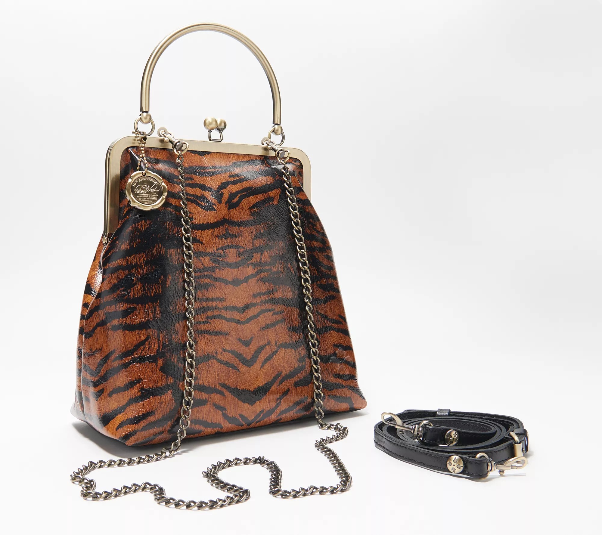 (QVC) Patricia Nash Leather Novella Frame Bag with Extra Strap