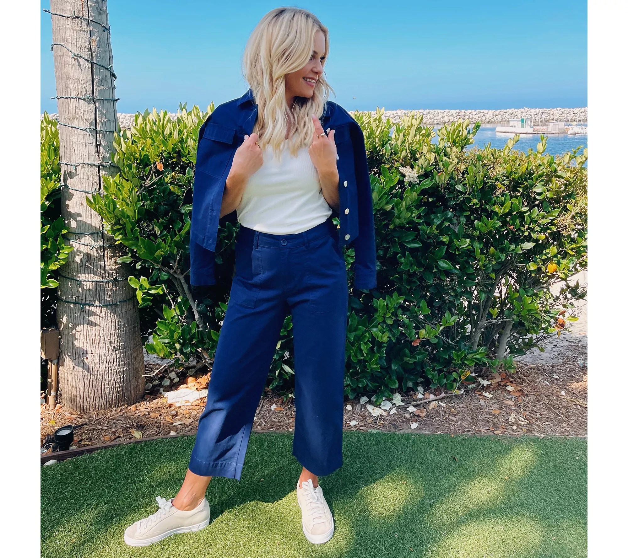 Candace Cameron Bure Cropped Stretch Twill Utility Jacket