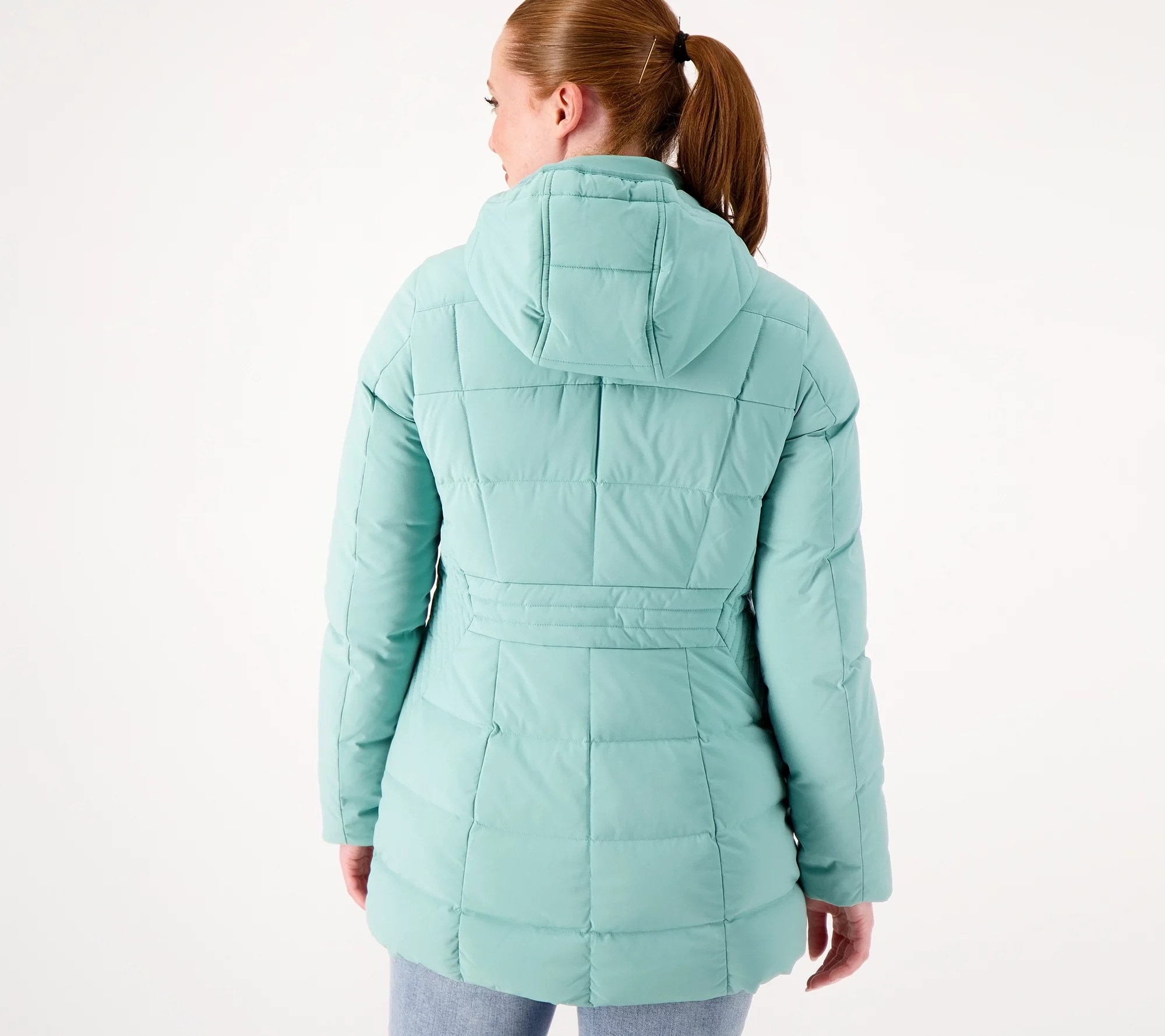 Lands' End Petite Comfort Stretch Mixed Quilted Down Coat
