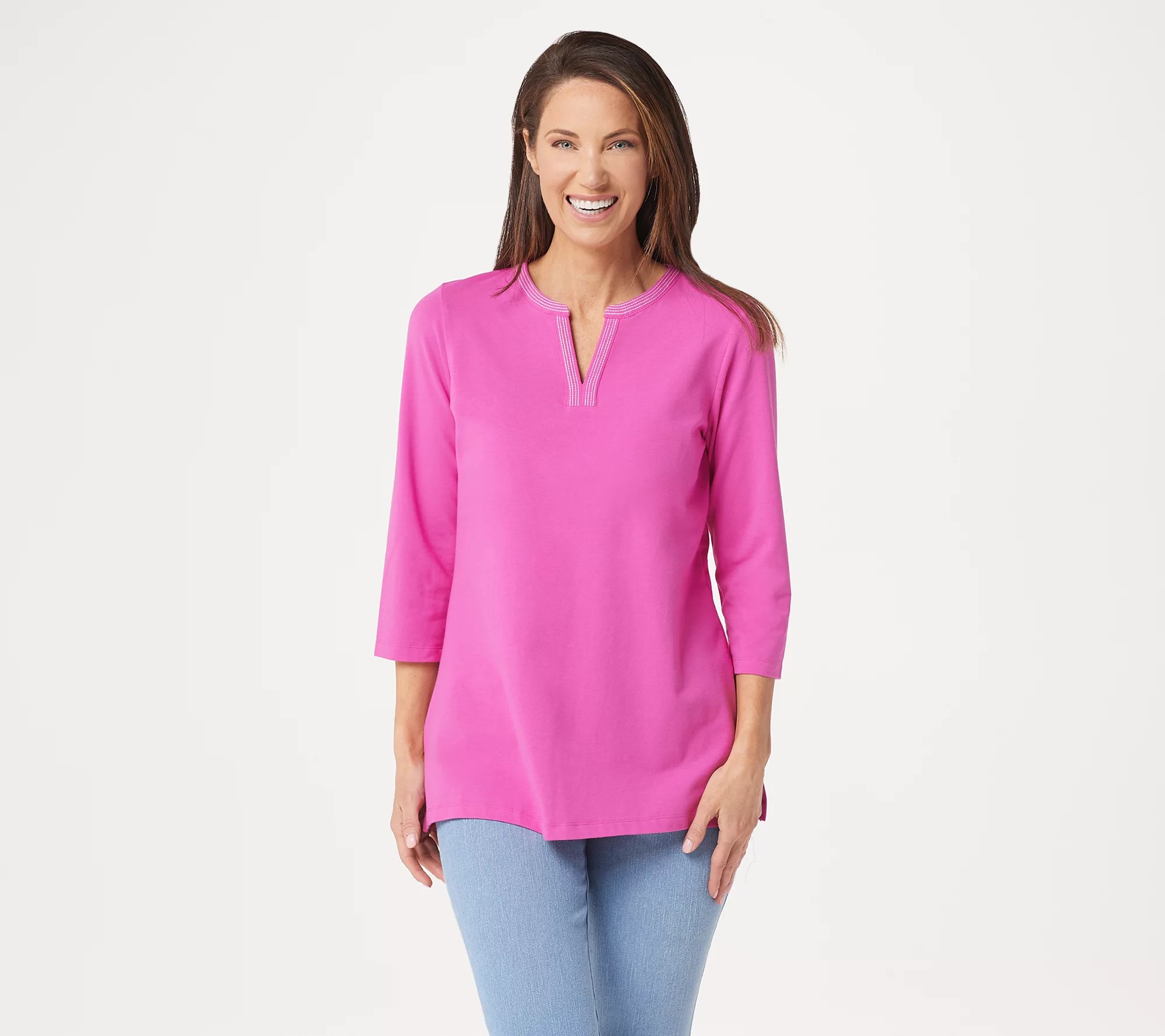 Denim & Co. Essentials Reg Perfect Jersey 3/4Sleeve Tunic
