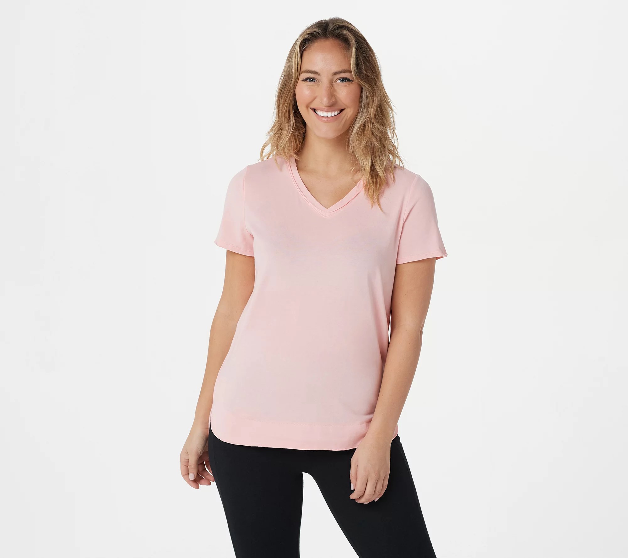 "As Is" AnyBody Cozy Knit Luxe Short Sleeve VNeck Tee