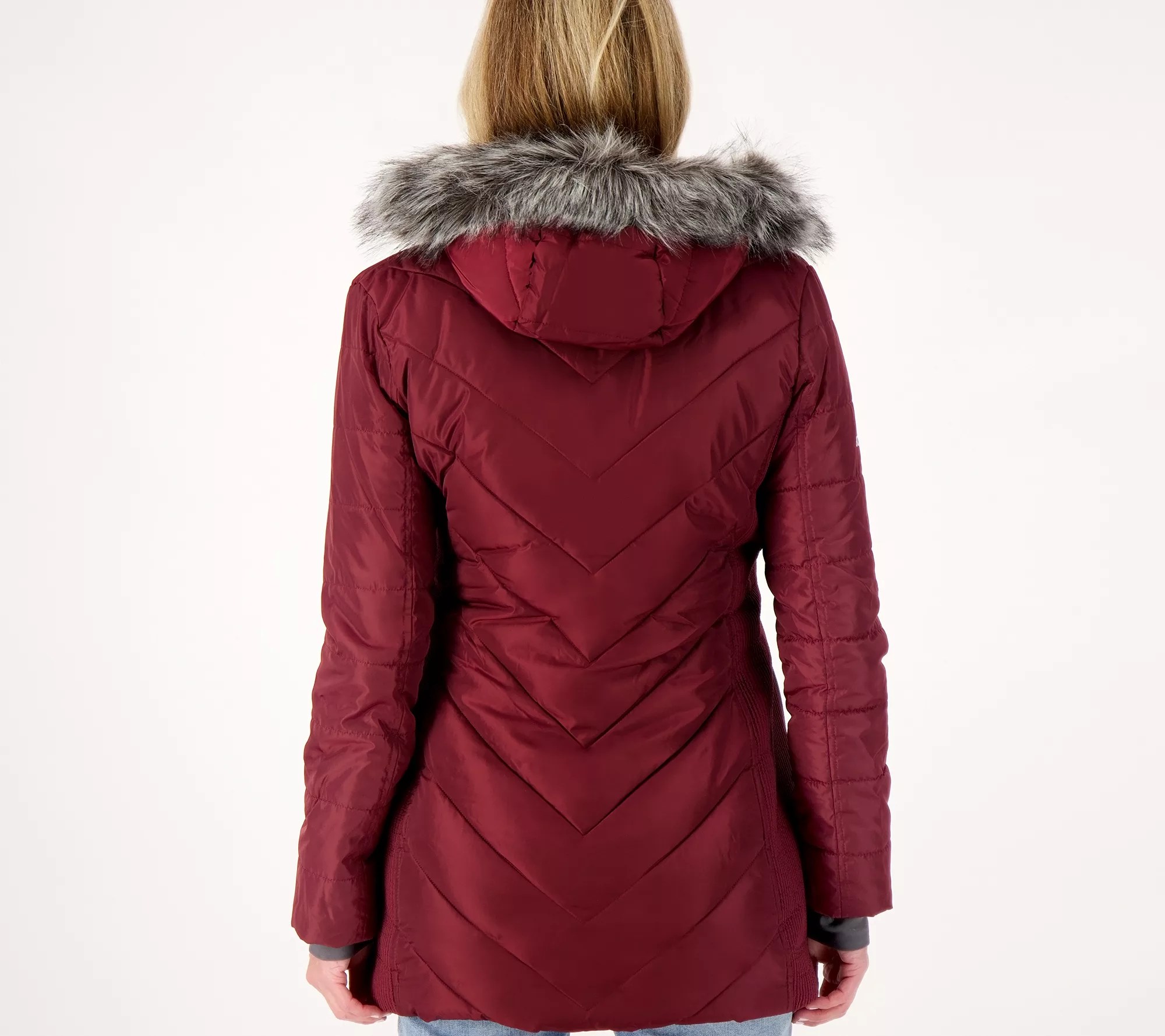 ActionHeat Women's 5V Heated Puffer Jacket with Faux Fur Hood