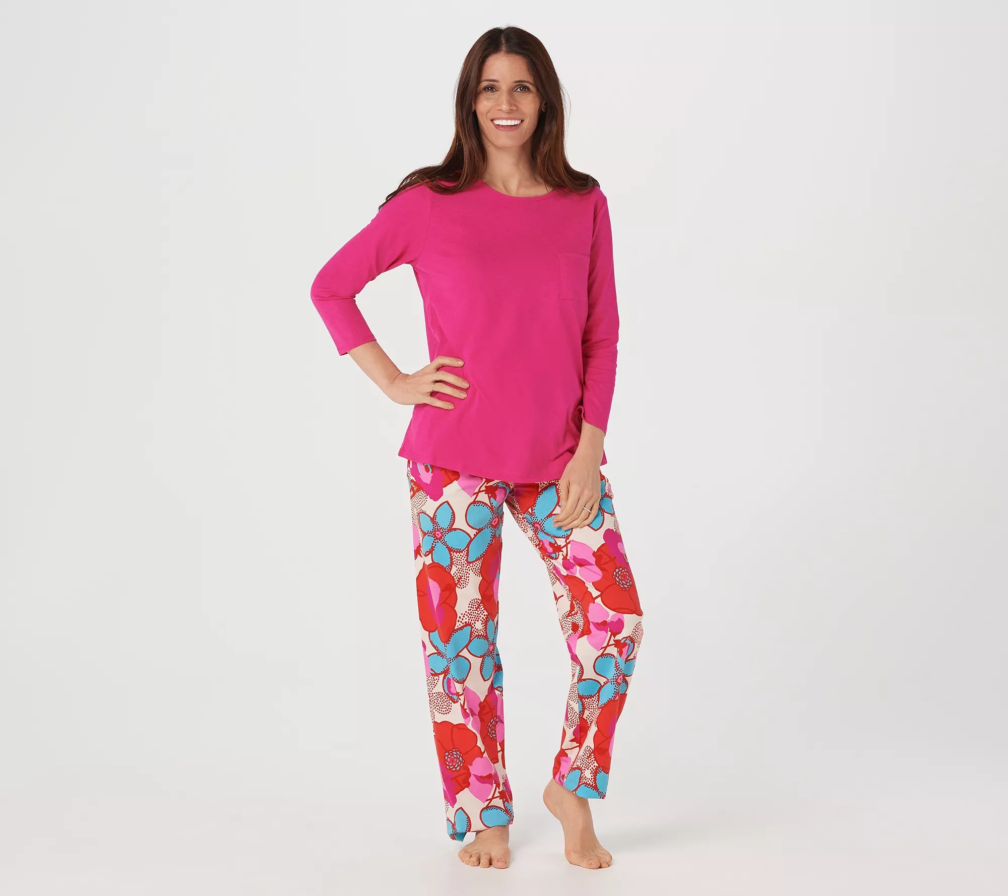 "As Is" Stan Herman Silky Vintage Floral 2Piece Lounge Set