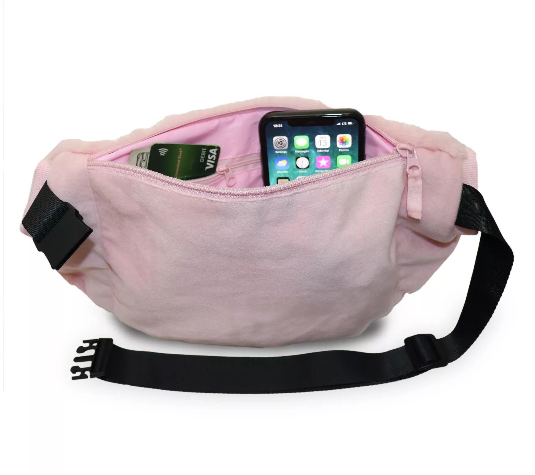 Sprigs Adjustable Faux Fur Hand Muff Belt Bag with Extender